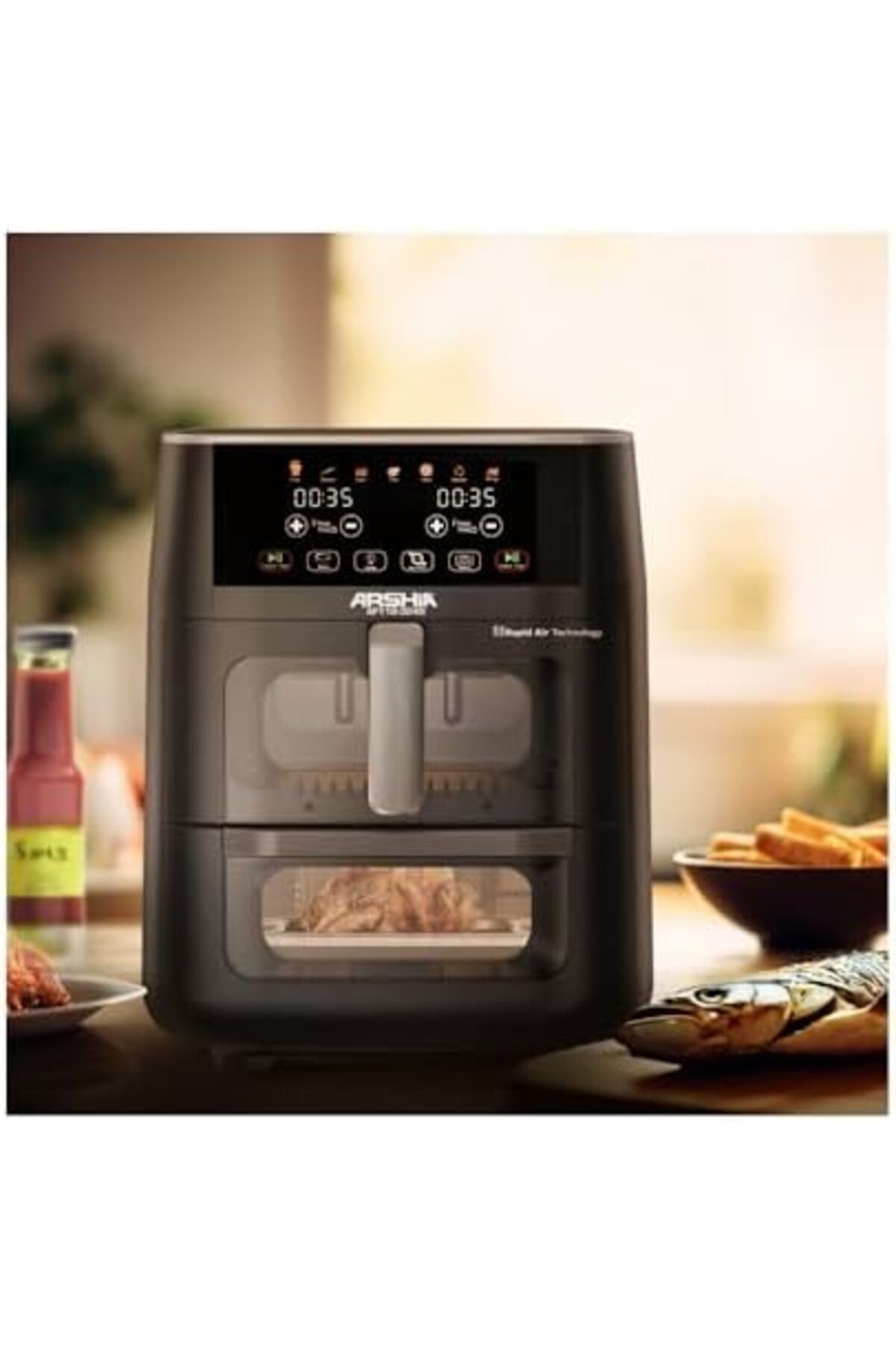 Arshia-Dual X Cyclone Air Fryer – 11L Capacity, 1850W, Sync Finish, Visible Window 4
