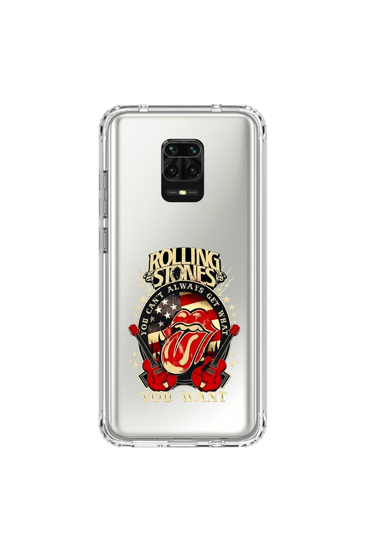 Dali Design Xiaomi Redmi Note 9 Pro Uyumlu Şeffaf Kılıf Rolling Stones Tasarımlı