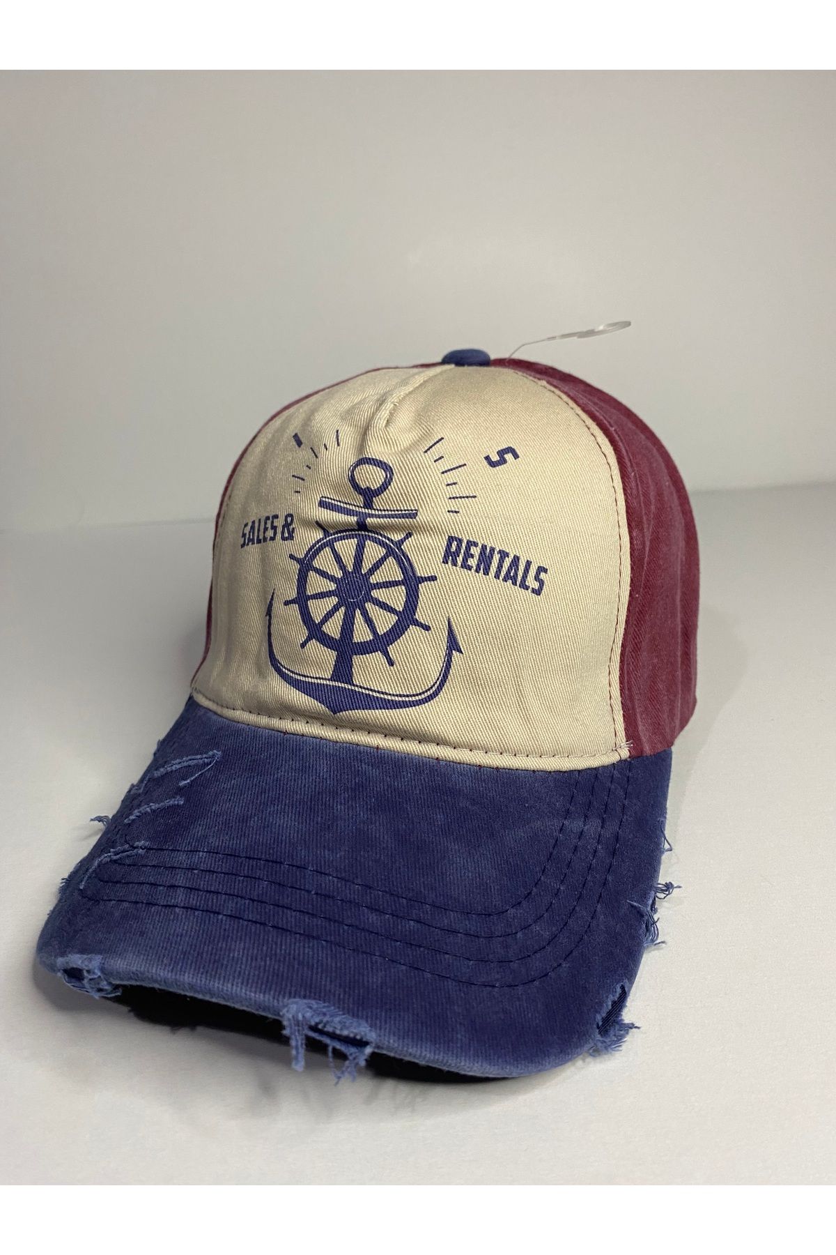 MODA Vintage Yırtık Desenli Nakışlı Unisex – Marin Temalı
