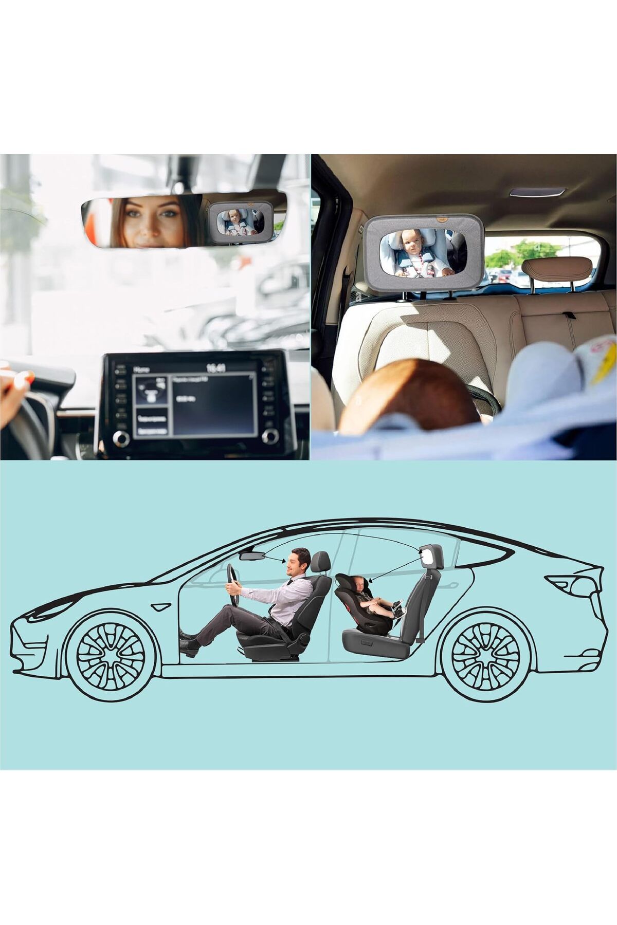 Moon-Baby Back Seat Mirror Maximum Visibility, Clear and Reflective, Wide Angle Convex, Un 9