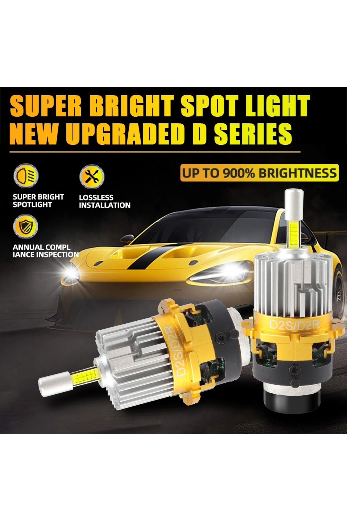 SONORH-Xenon LED Bulbs D2S/R, 1:1, 190W, 30,000 Lumens, 3rd Generation LEDs, 4 Sides 360°, Canbus Plug&Play 7