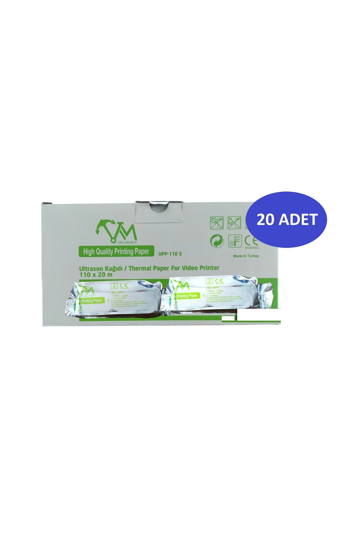 Vira UPP 110 S Ultrason Kağıdı / Termal Paper For Video Printer 110 X 20 m 20 Adet