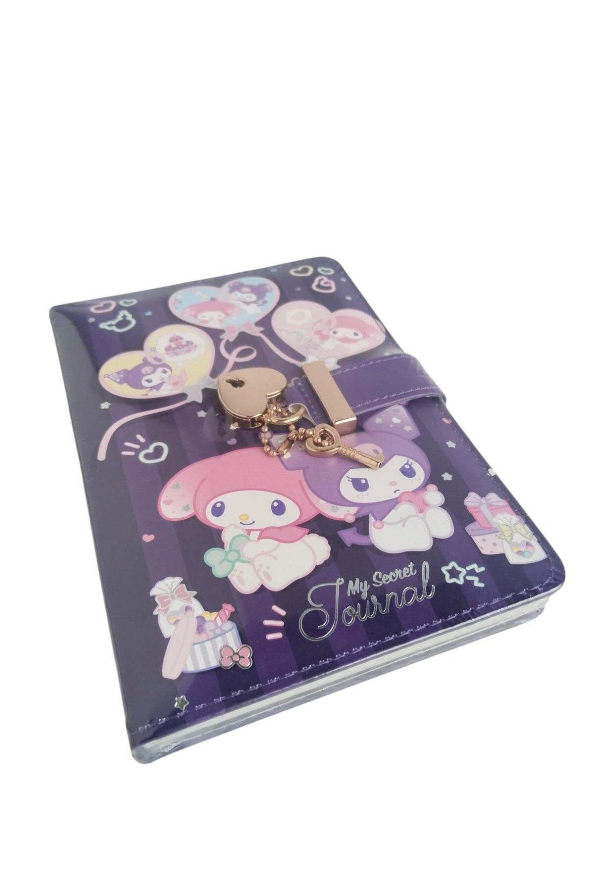 victoria journal Victoria's Journals Vj Kuromi - My Melodi Kalp Kilitli anahtarlıklı Günlük A6 192 sayfa 100 gr. renk