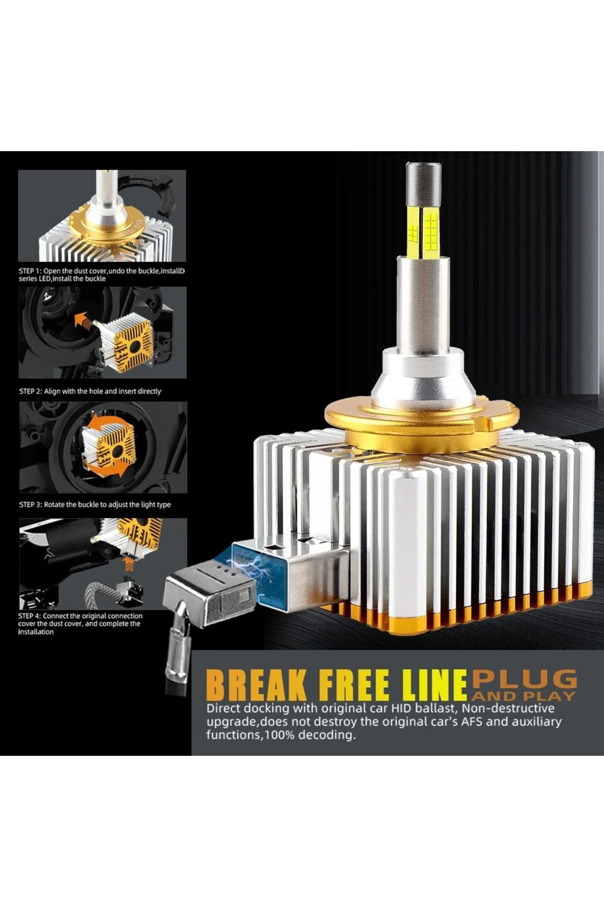 SONORH-Xenon LED Bulbs D3S/R, 190W, 30,000 Lumens, 3rd Generation LEDs, 4 Sides 360°, Canbus Plug&Play 5