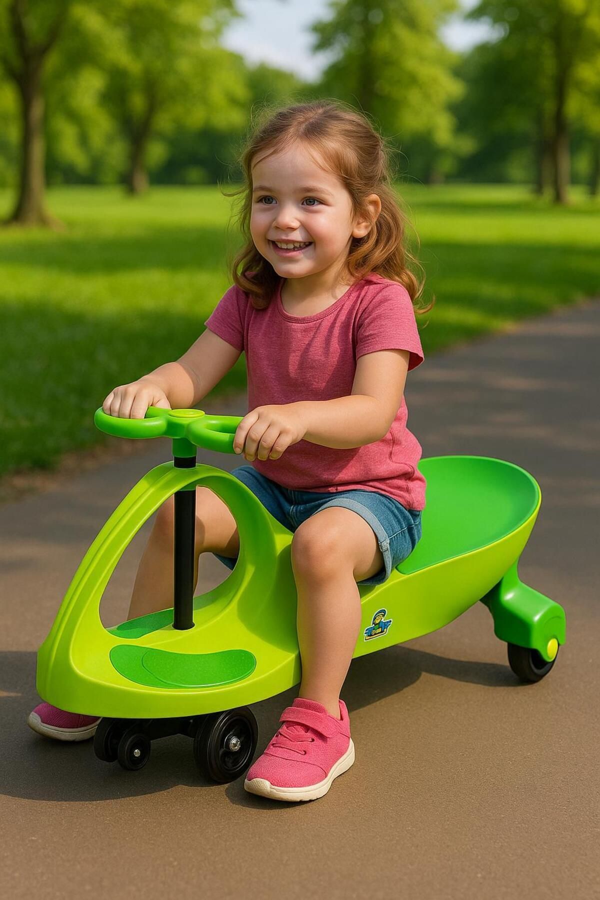 teknotrust Yeşil Swing Car Karınca Kaykay ile eğlence dolu sürüş keyfi