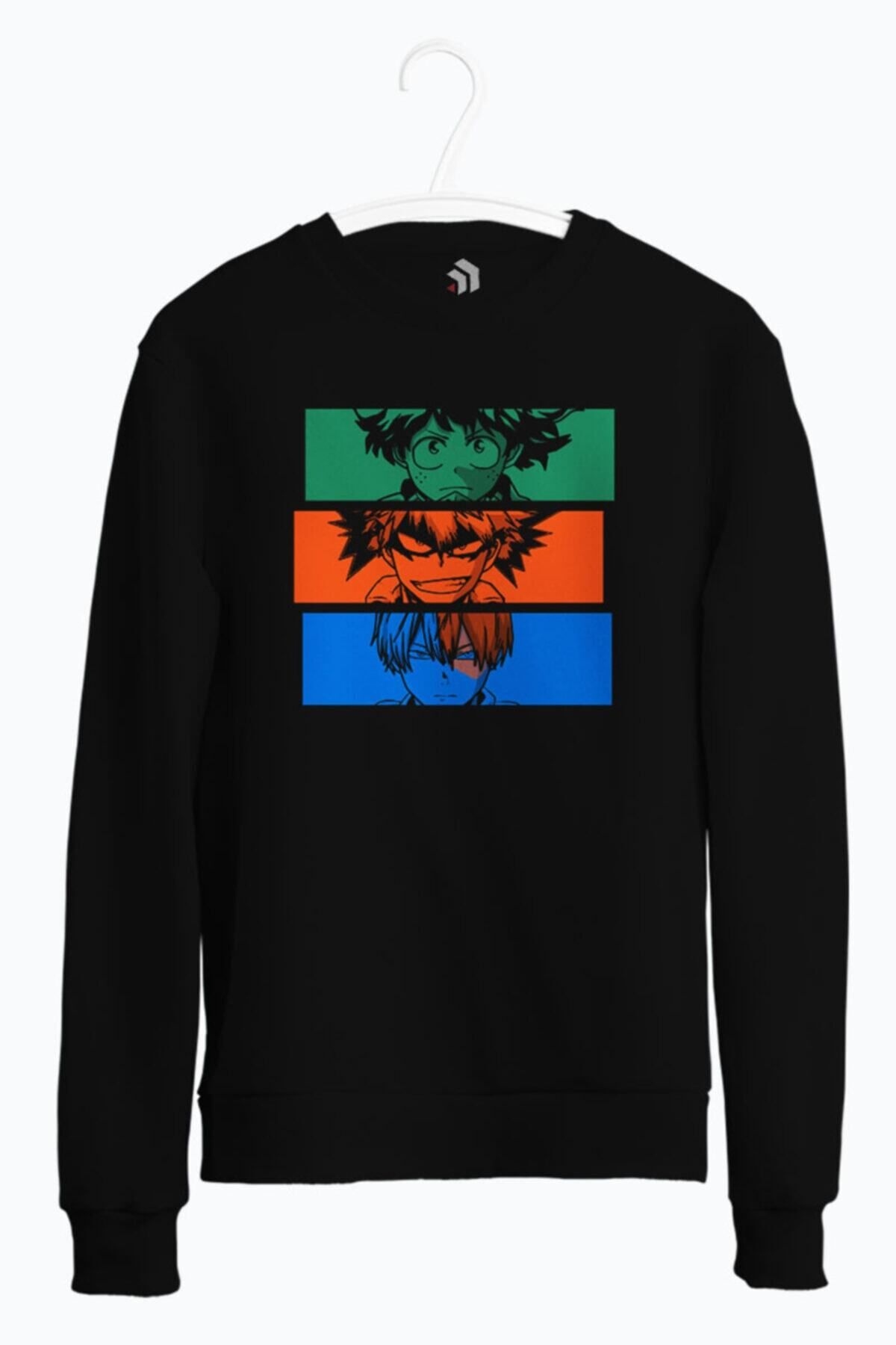 karikatürstore Boku No Hero Monster Trio Anime Baskılı Bisiklet Yaka Sweatshirt