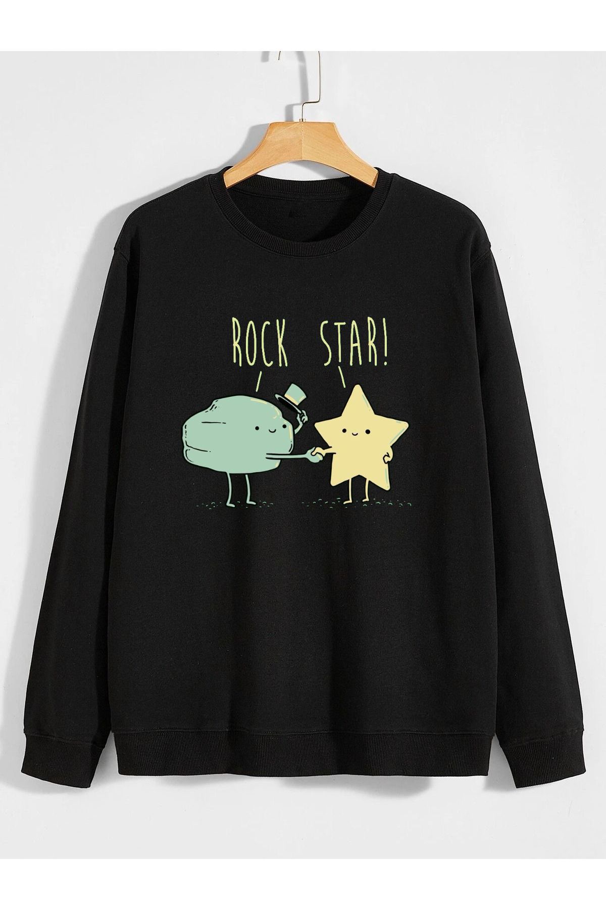 karikatürstore esprili komik baskılı 0 yaka (bisiklet yaka) sweatshirt