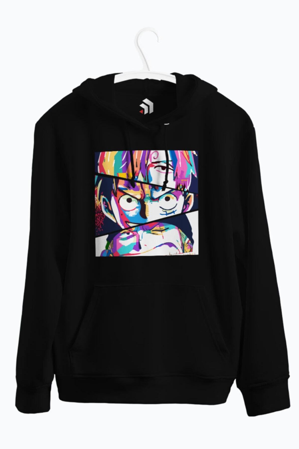 karikatürstore Sanji Luffy Zoro Anime Baskılı Kapüşonlu Sweatshirt