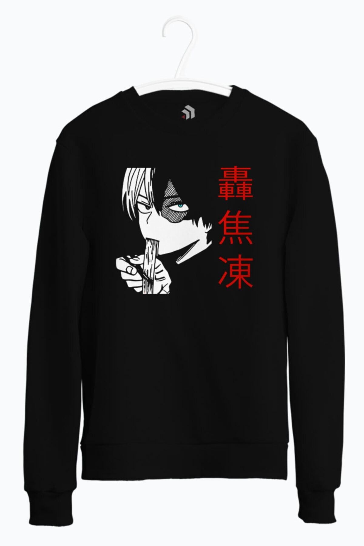 karikatürstore Todoroki Slurp Anime Baskılı Bisiklet Yaka Sweatshirt