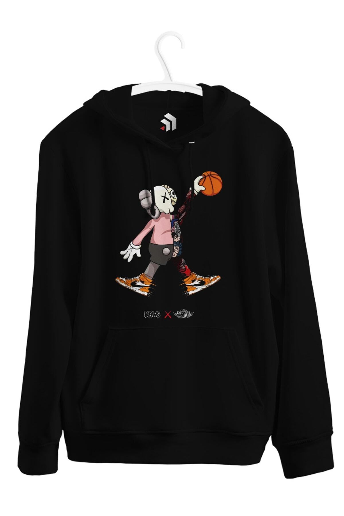 karikatürstore Kaws Basketball Baskılı Unisex Kapşonlu