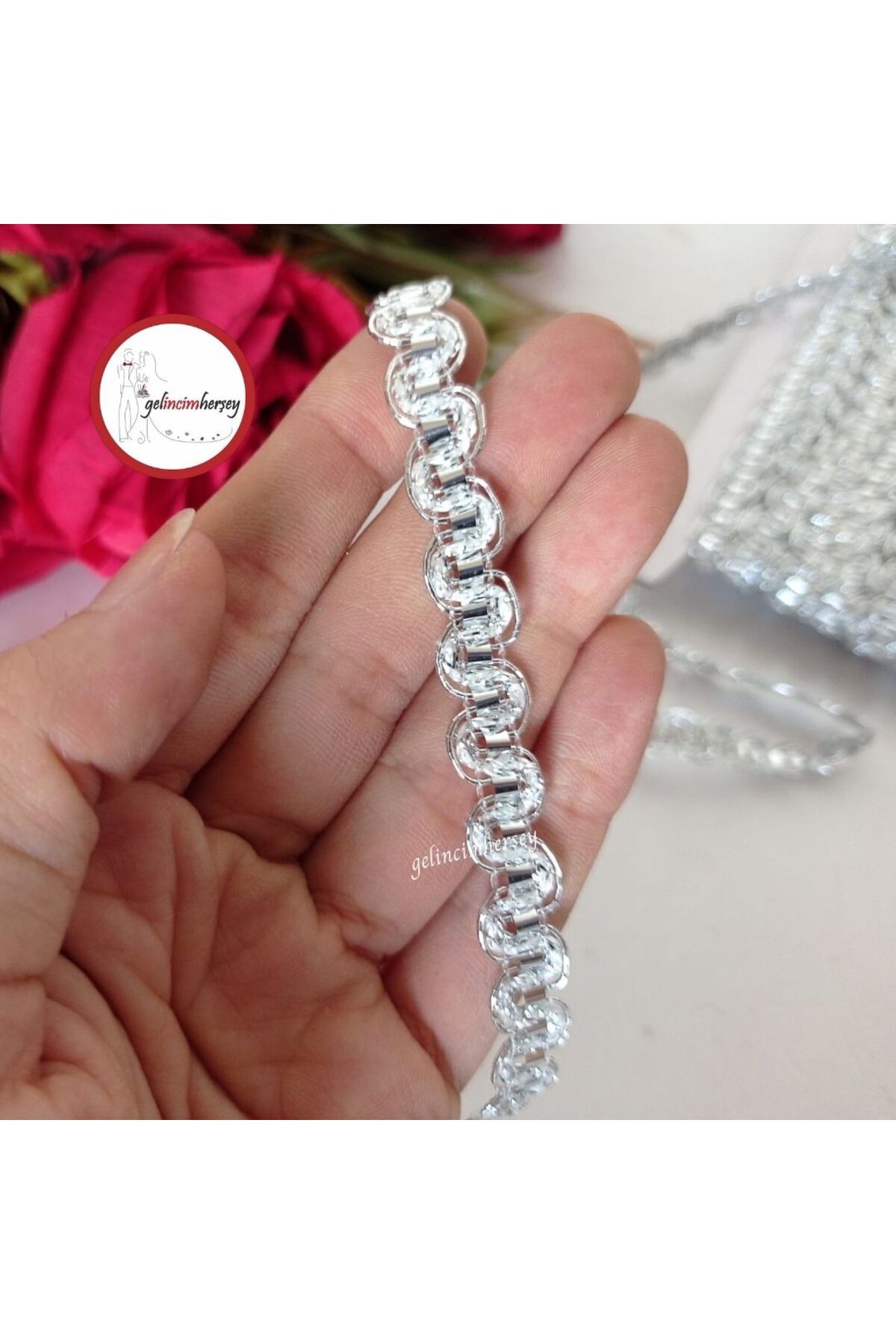 Gelincimherşey Parlak Simli Su Yolu Dekoratif Gümüş Şerit 1 cm 2 mt