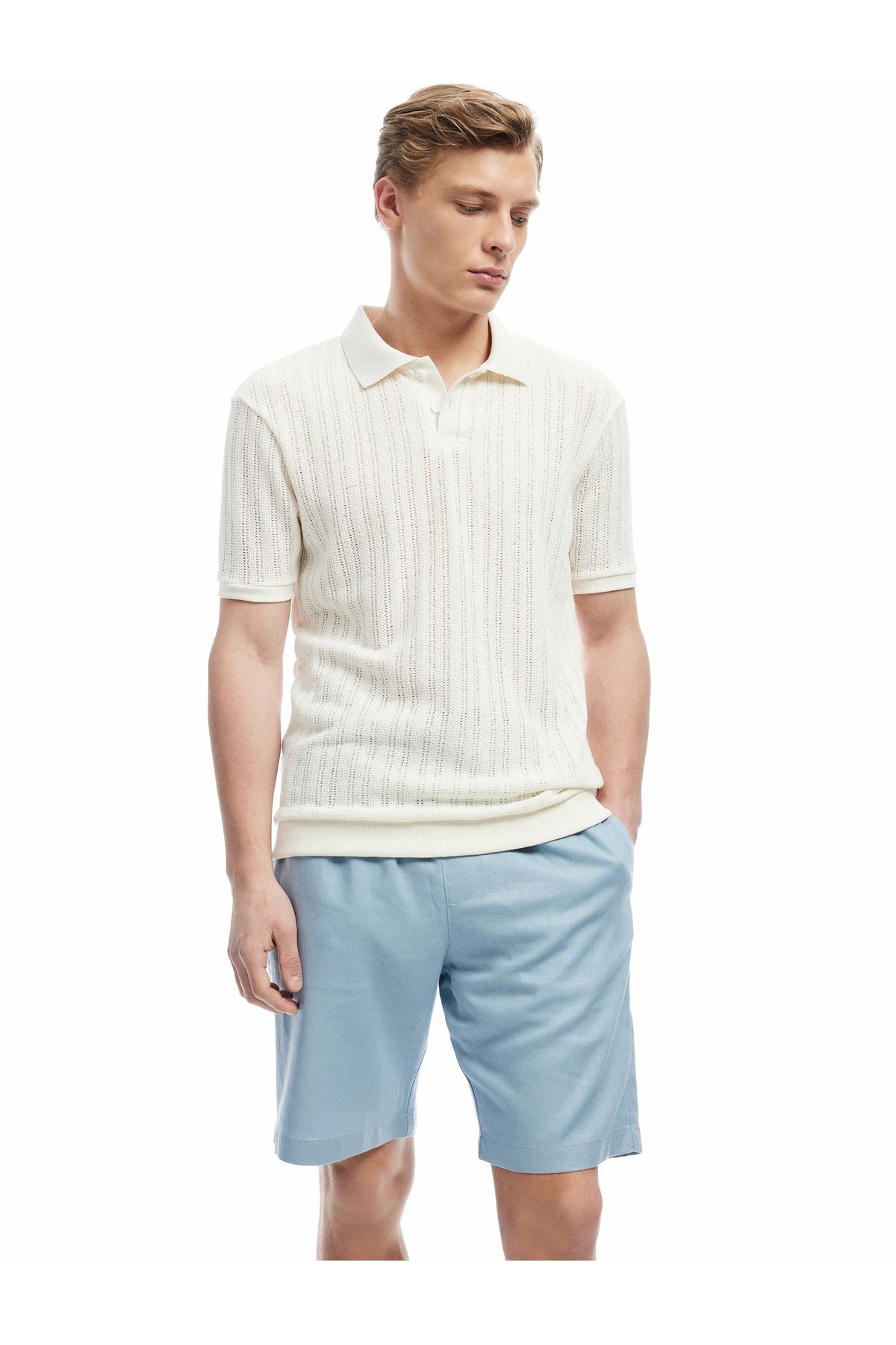 Koton Yeni Sezon Cepli Keten Viskon Karışımlı Bermuda Oversize Beli Bağcıklı Yazlık Şort