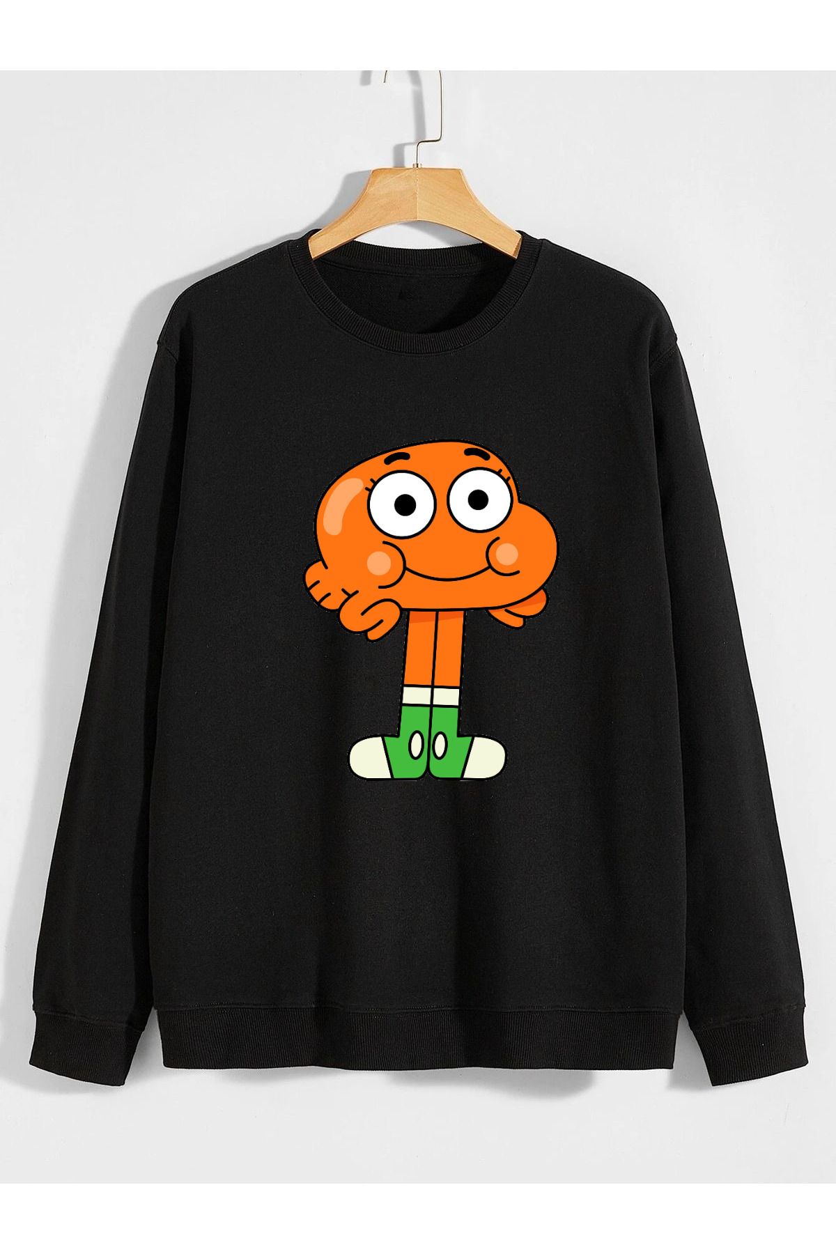 karikatürstore gumball darwin baskılı 0 yaka (bisiklet yaka) sweatshirt