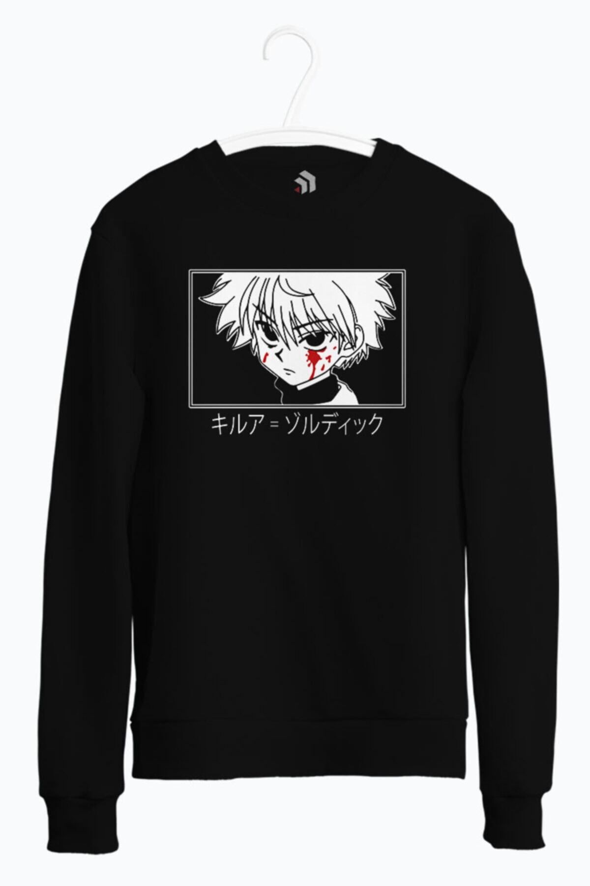 karikatürstore Hunter X Hunter Killua Anime Baskılı Bisiklet Yaka Sweatshirt