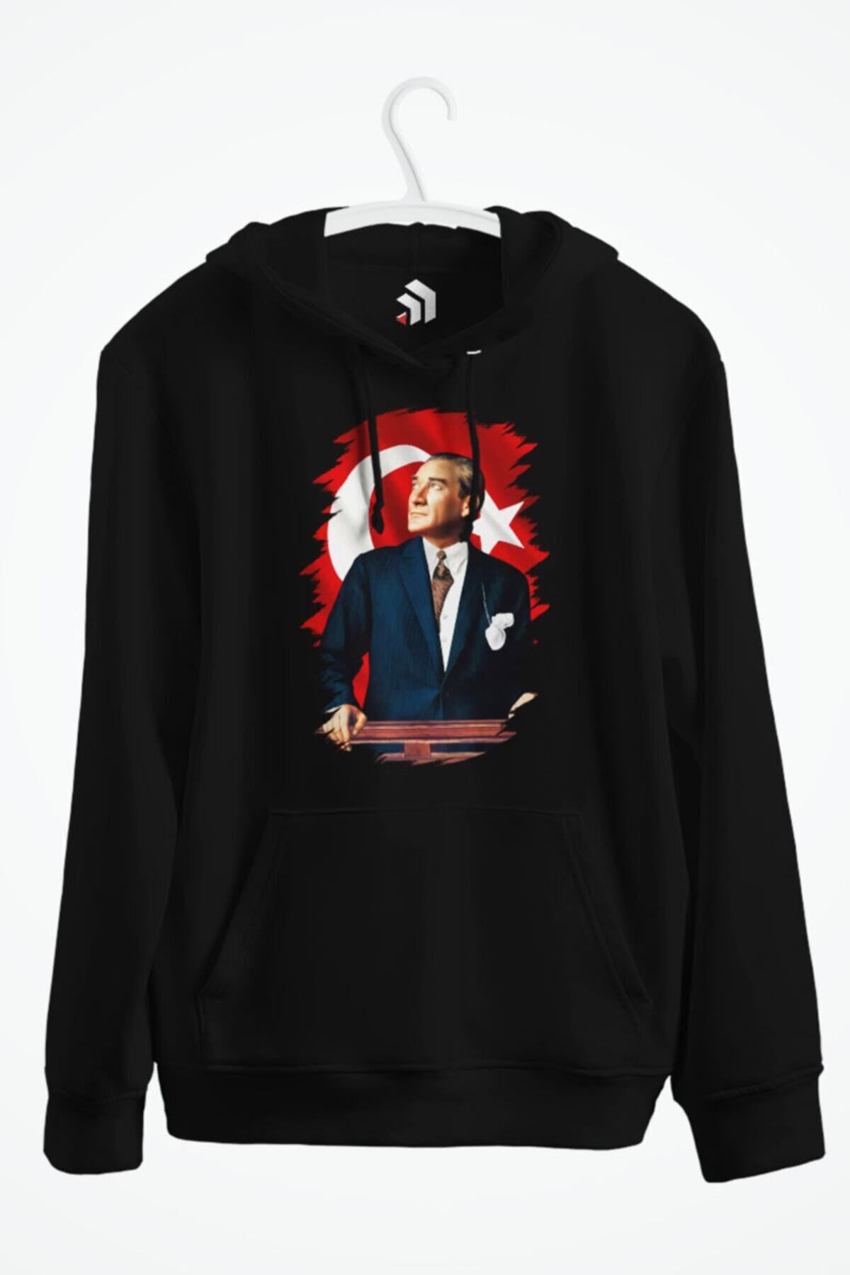 karikatürstore Mustafa Kemal Atatürk Baskılı Kapşonlu Sweatshirt