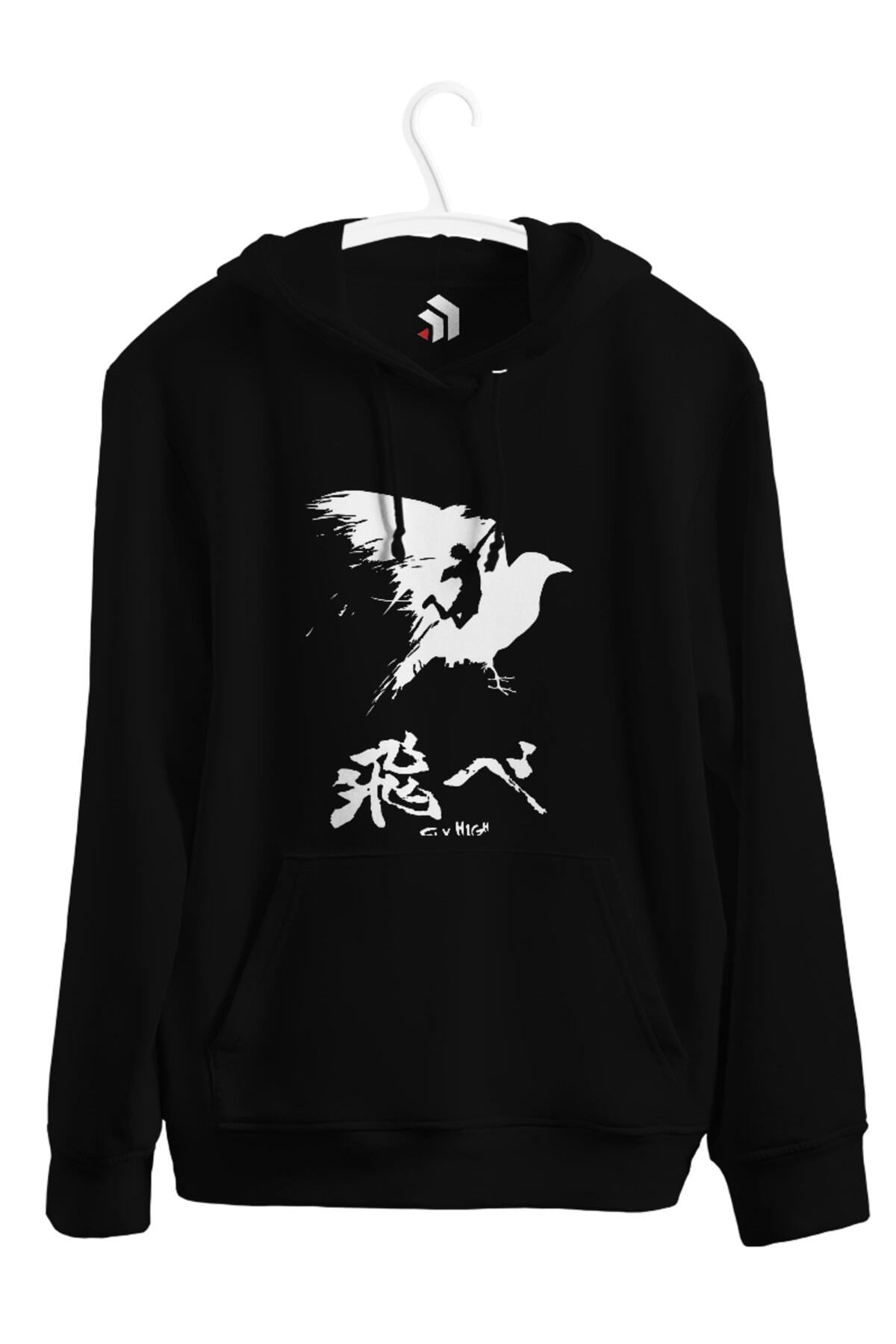 karikatürstore Haikyuu! - Fly High - White Anime Baskılı Unisex Kapşonlu