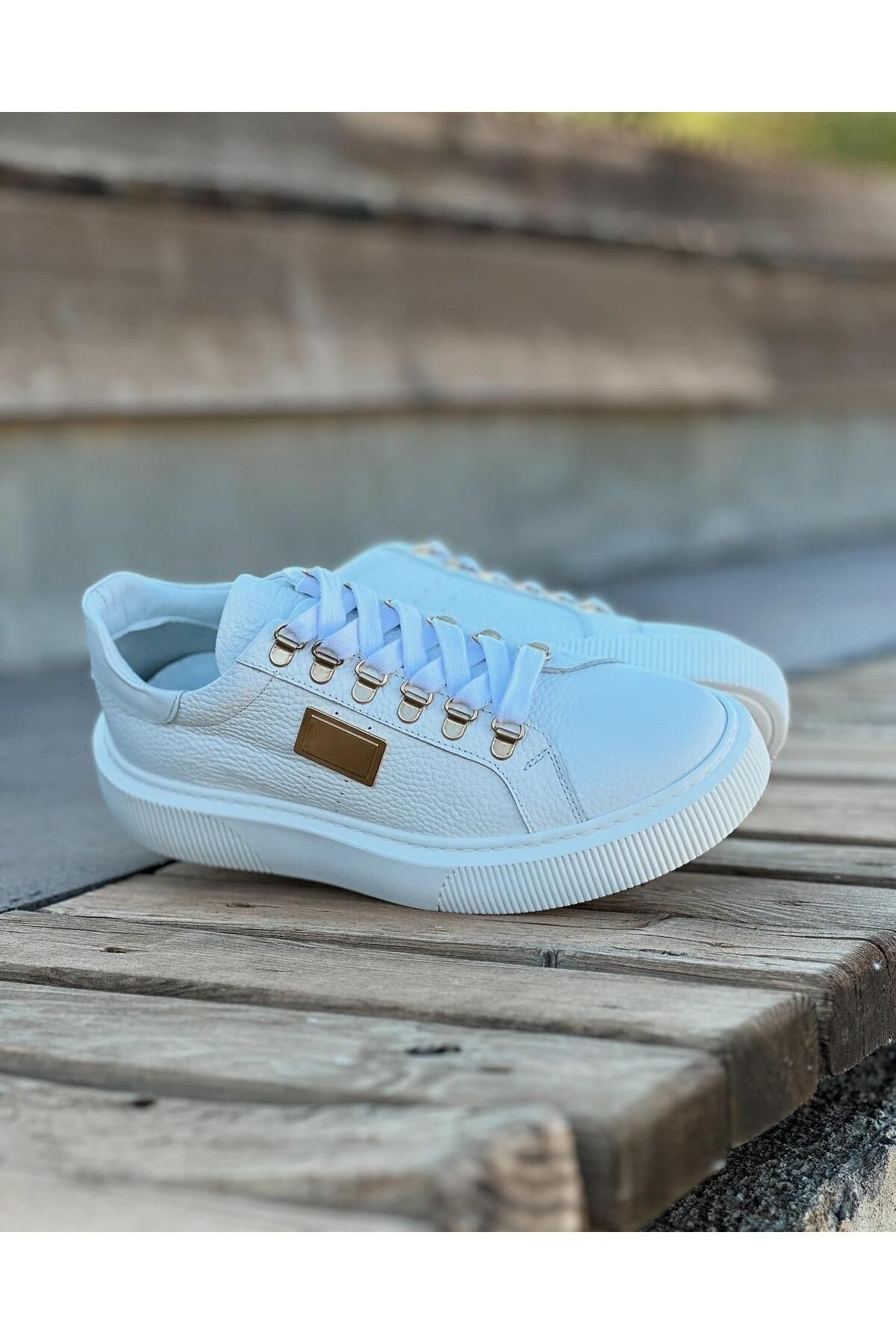 ByItallanoshoes WHİTE TUYAP 0987 HAKİKİ DERİ GÜNLÜK ERKEK SNEAKER AYAKKABI