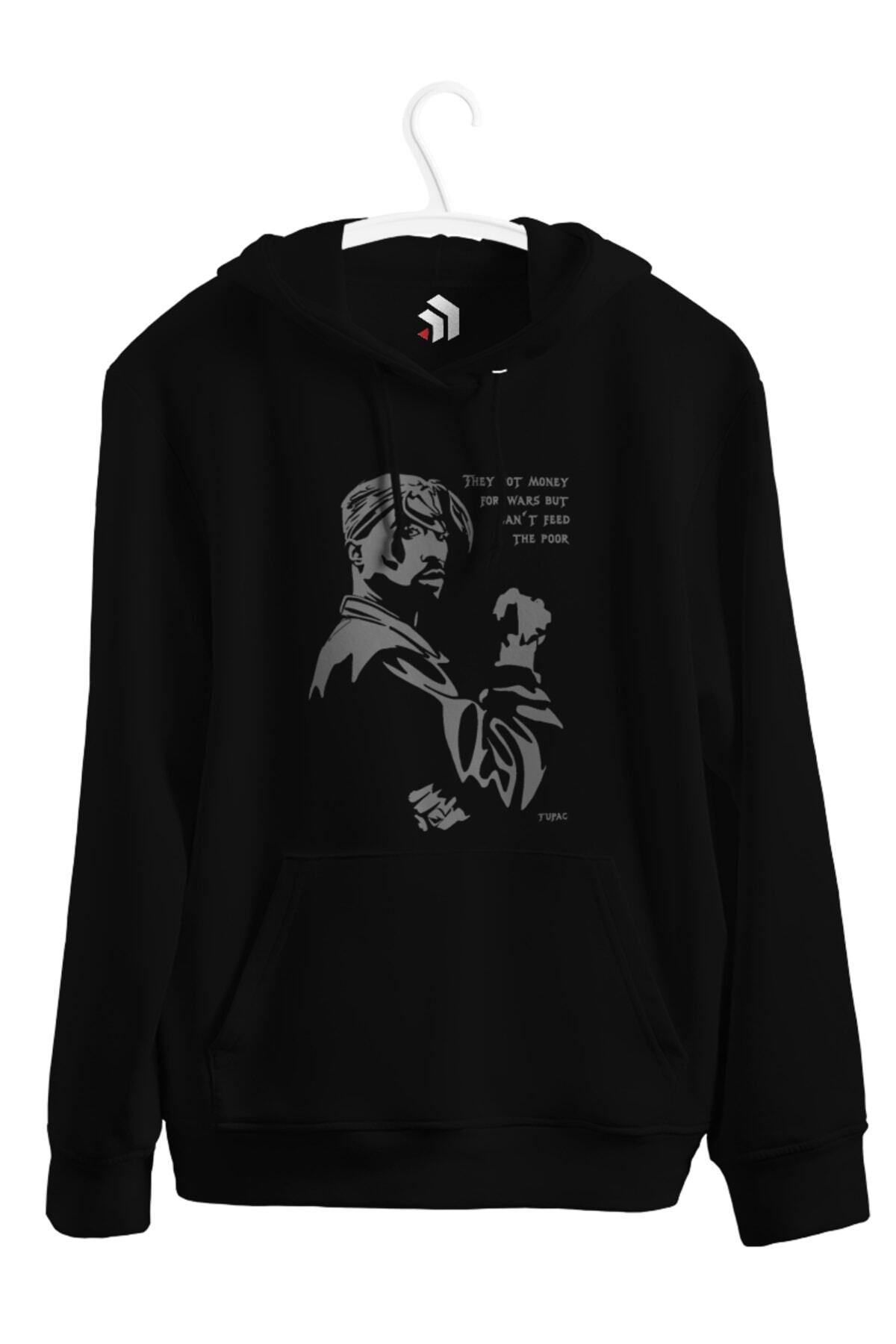 karikatürstore Tupac Baskılı Unisex Kapşonlu Sweat