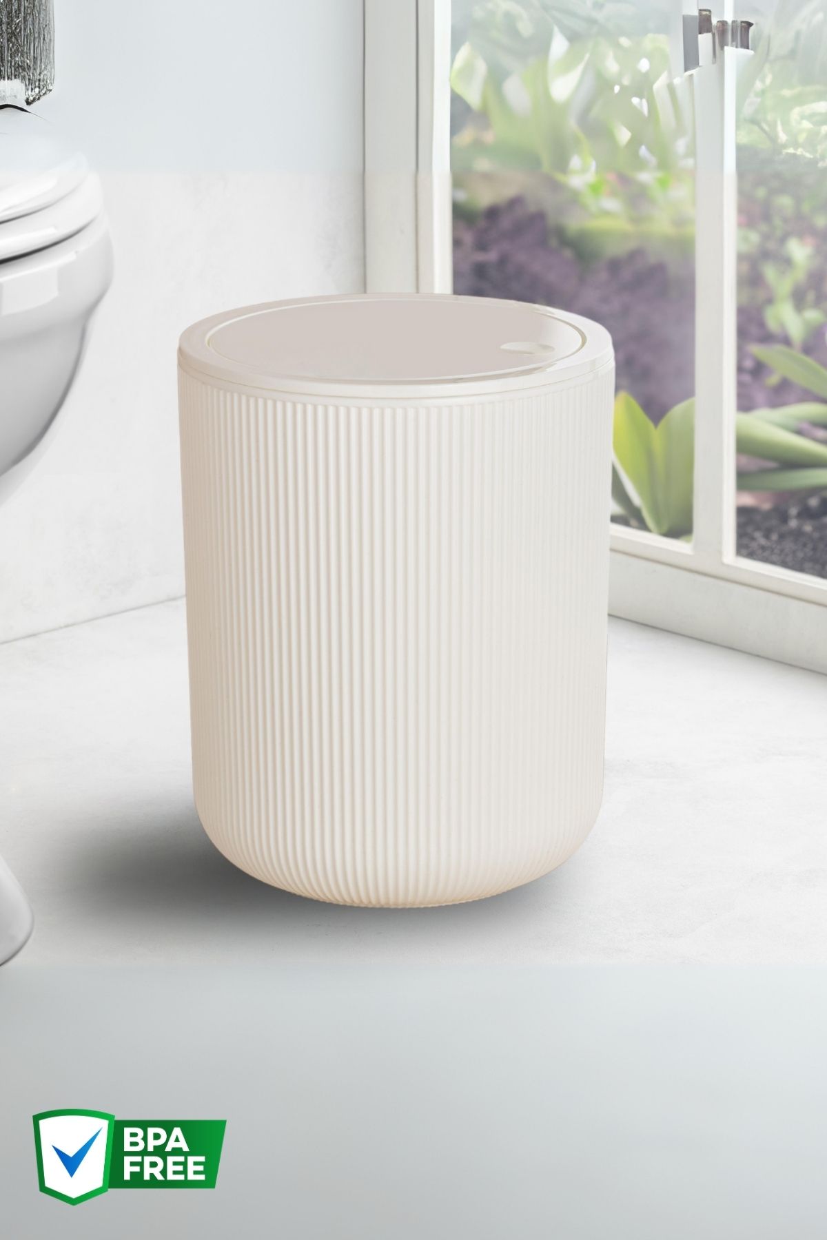 teknotrust Bej 4,5 Lt Yuvarlak Çöp Kovası, Banyo ve Mutfak İçin Şık Tasarım