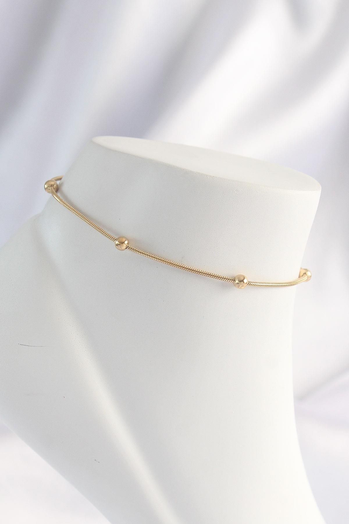 Celira Çelik Gold Renk Minimal Topçuk Model Halhal