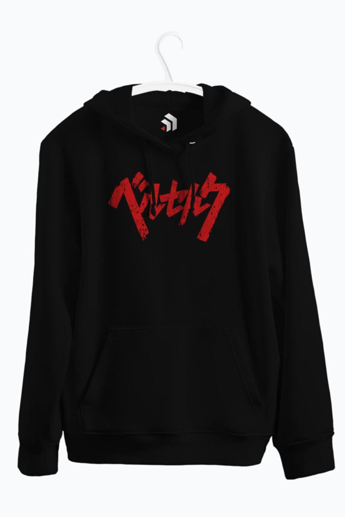 karikatürstore Kanji Anime Baskılı Kapüşonlu Sweatshirt