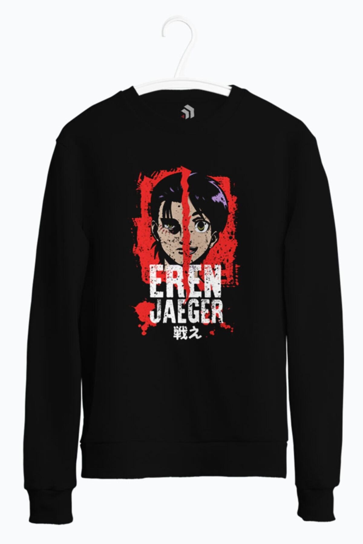 karikatürstore Attack On Titan Final Season Eren Evolution Anime Baskılı Bisiklet Yaka Sweatshirt