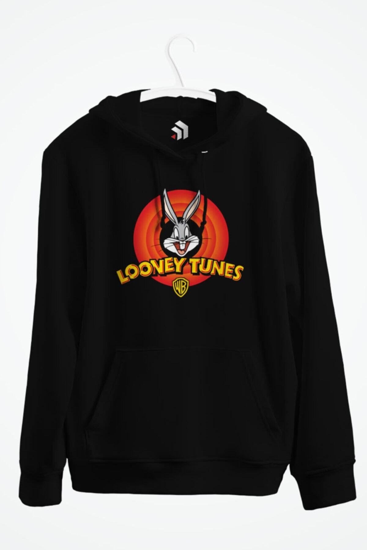 karikatürstore Looney Tunes Bugs Bunny Baskılı Kapşonlu Sweatshirt