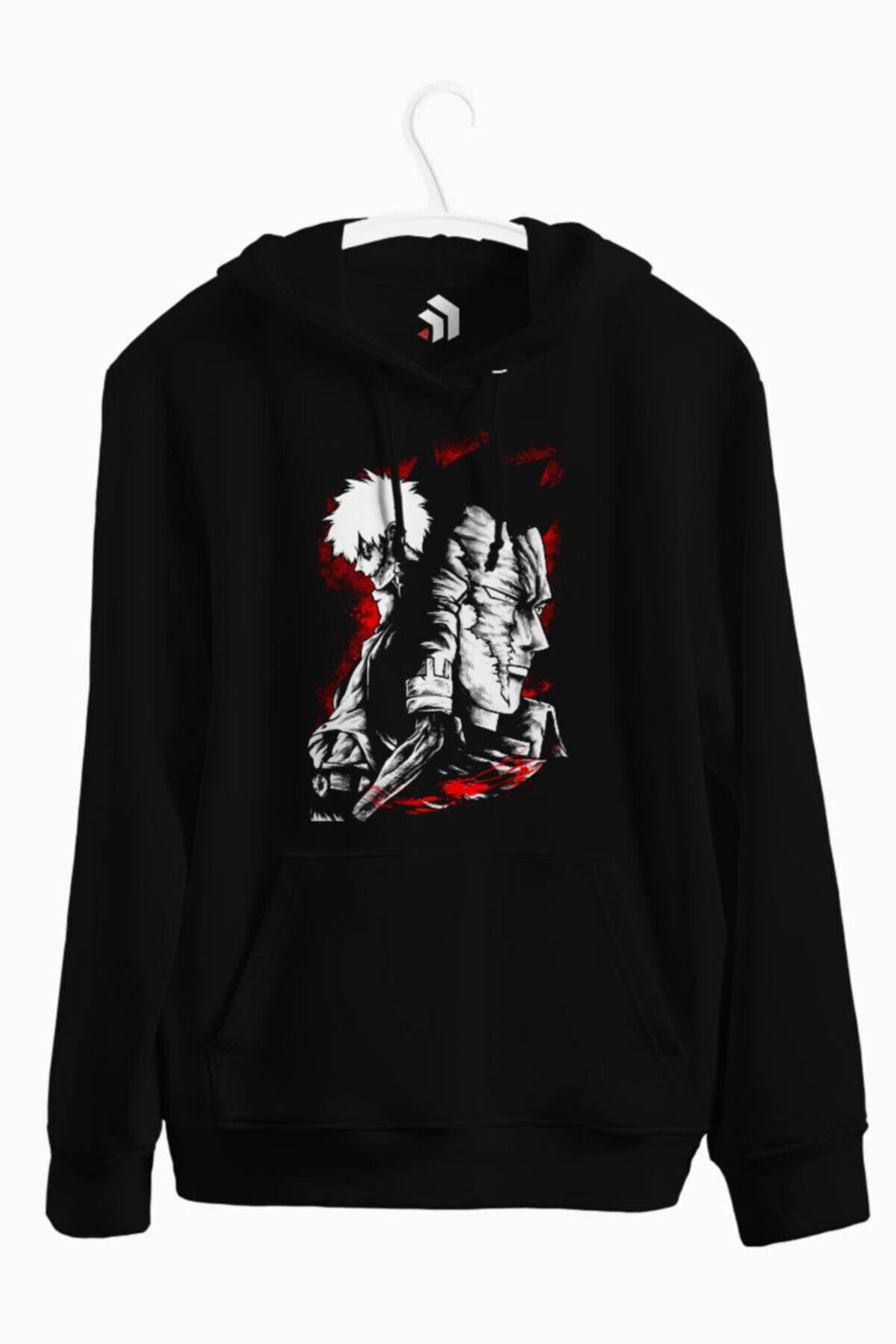 karikatürstore Dabi & Endeavor Anime Baskılı Kapşonlu Sweatshirt