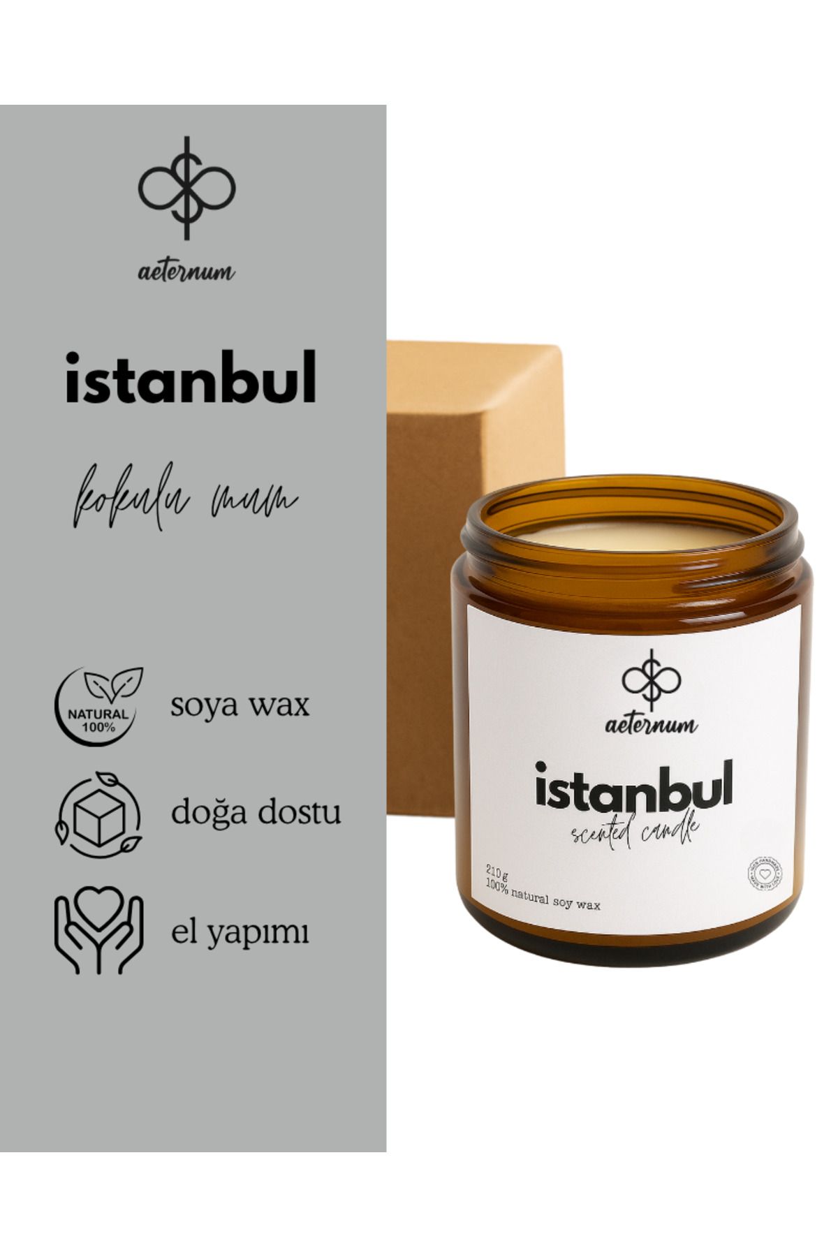 Aeternum istanbul %100 Doğal Soya Wax El Yapımı Kokulu Mum 210g