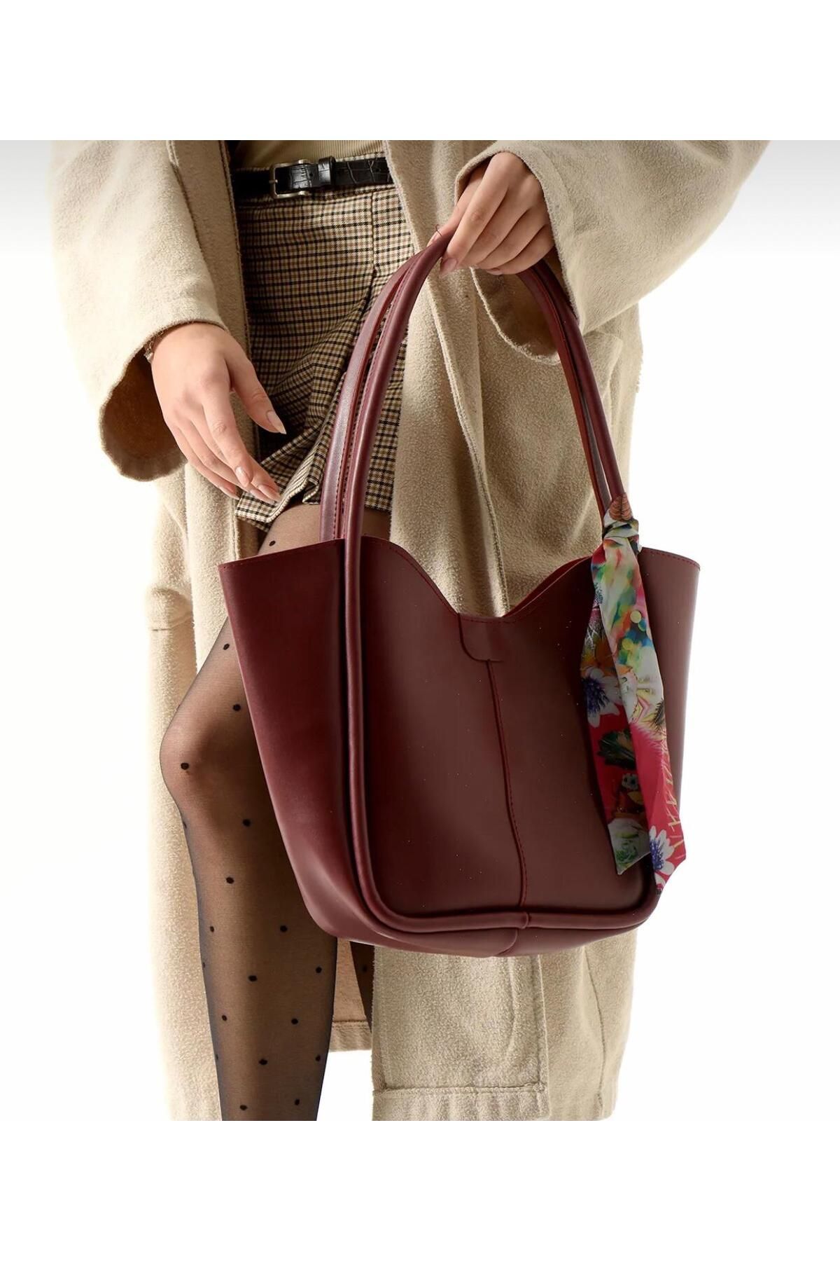 Bag Store Tr Bordo Makyaj Çantalı Fularlı Omuz Çantası