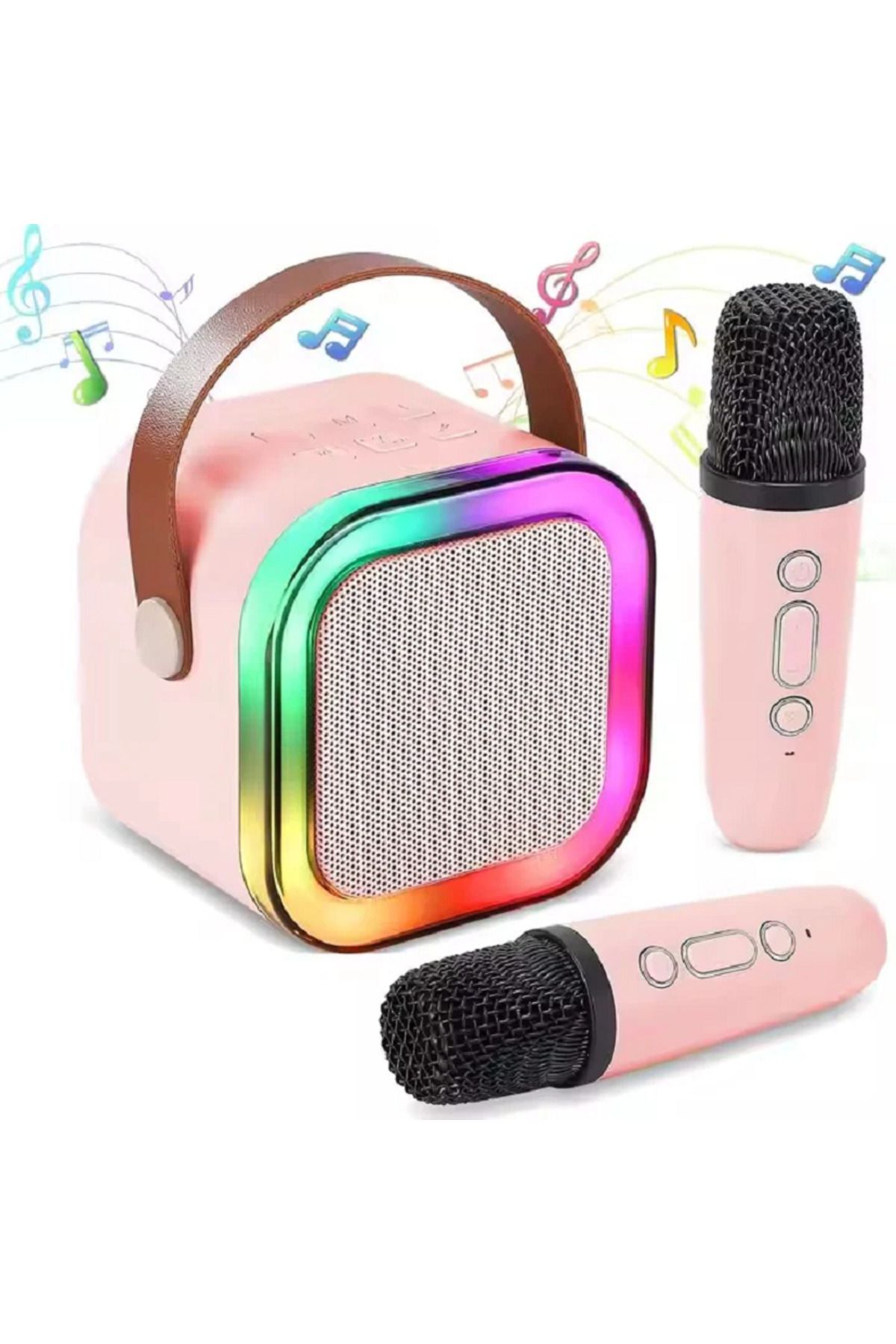 Sultan-ZUBI Portable Karaoke Speaker Set with 2 Wireless Microphones, RGB LED, Bluetooth, FM Radio, Multicolor 1