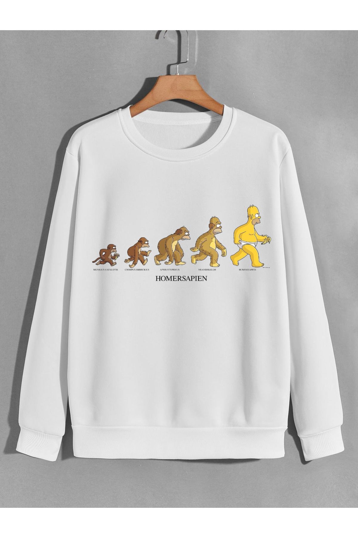karikatürstore simpsons insan evrimi baskılı 0 yaka (bisiklet yaka) sweatshirt