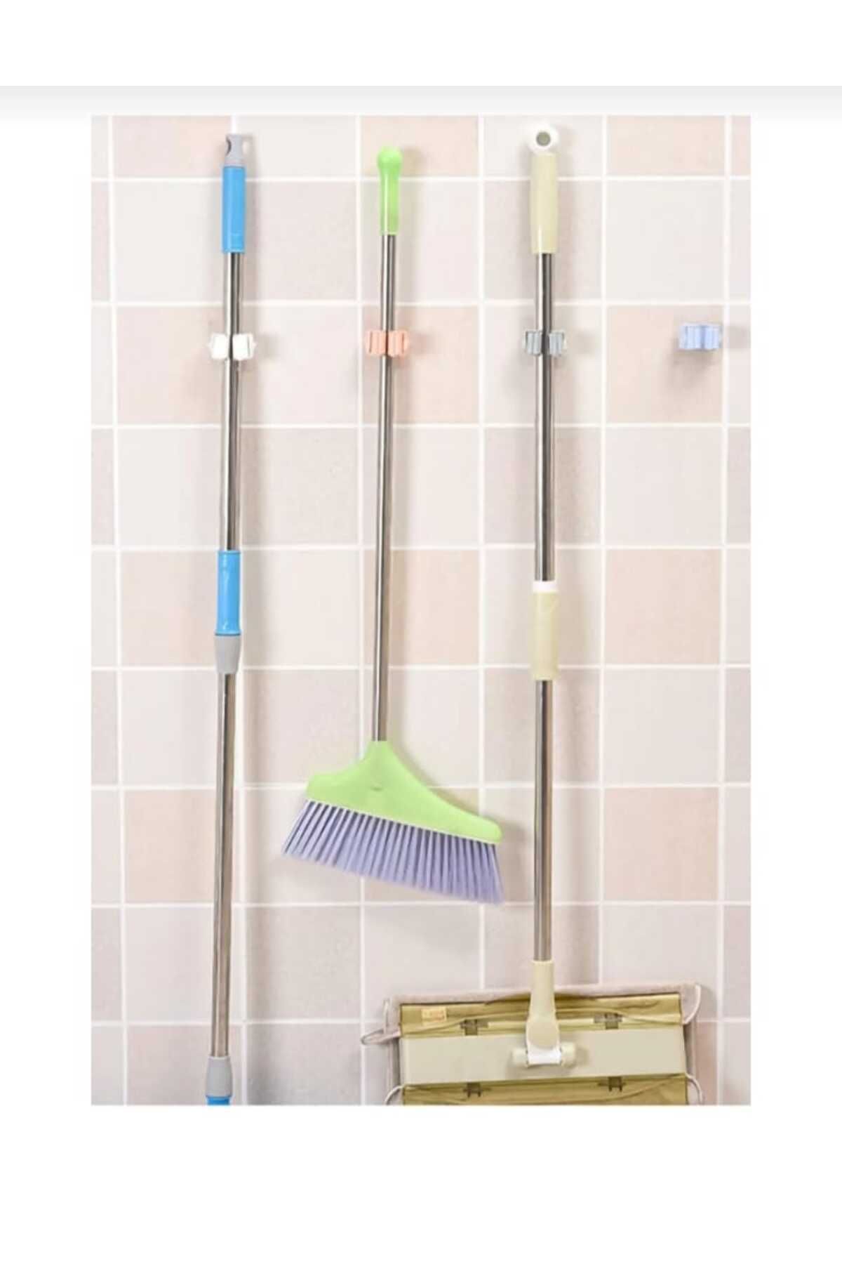 Home Yapışkanlı Mop Tutucu Seti 4 Adet