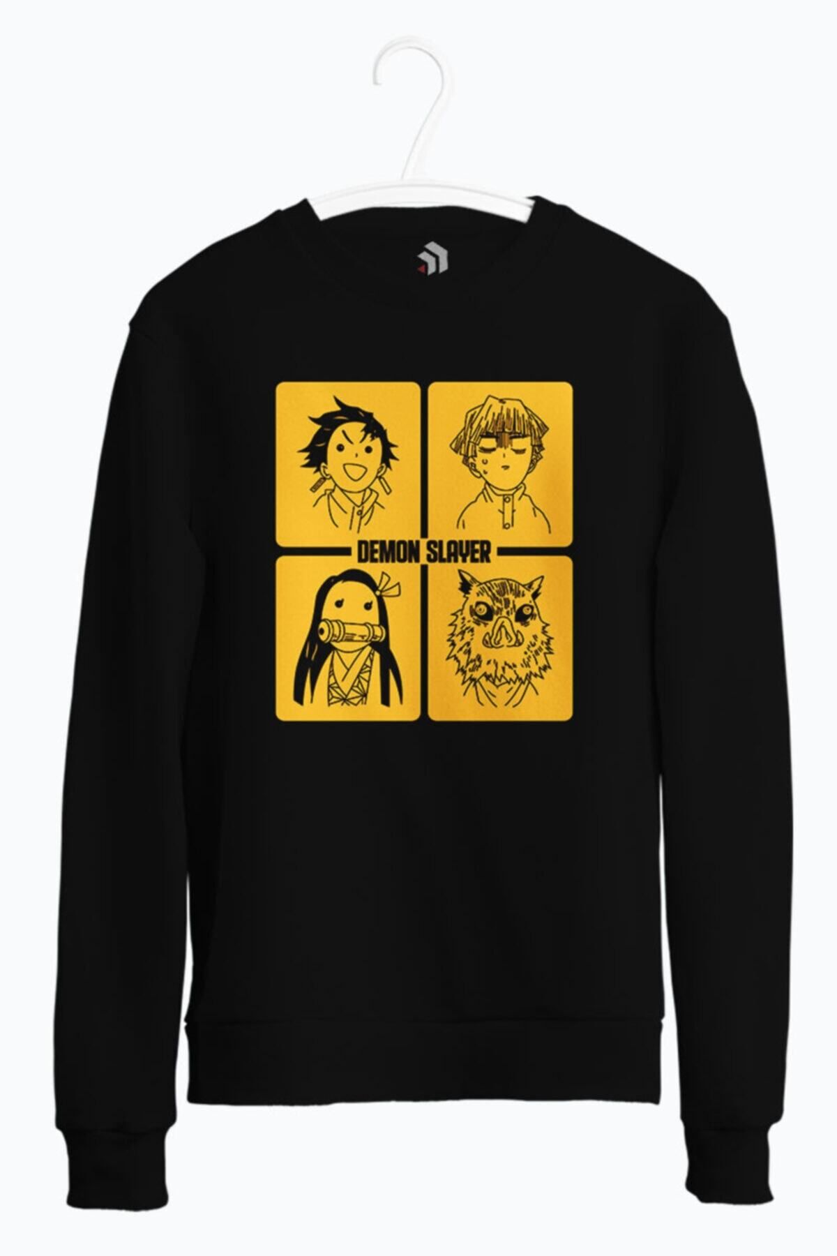 karikatürstore Demon Slayer Tanjirou Zenitsu Nezuko And Hashibira Anime Baskılı Sweatshirt