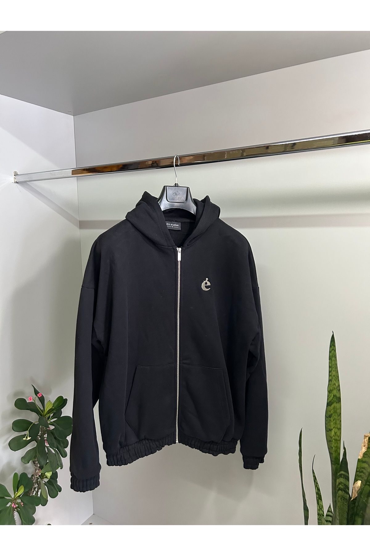 viotale Gece Mavisi E Logolu Kapüşonlu Fermuarlı Sweatshirt