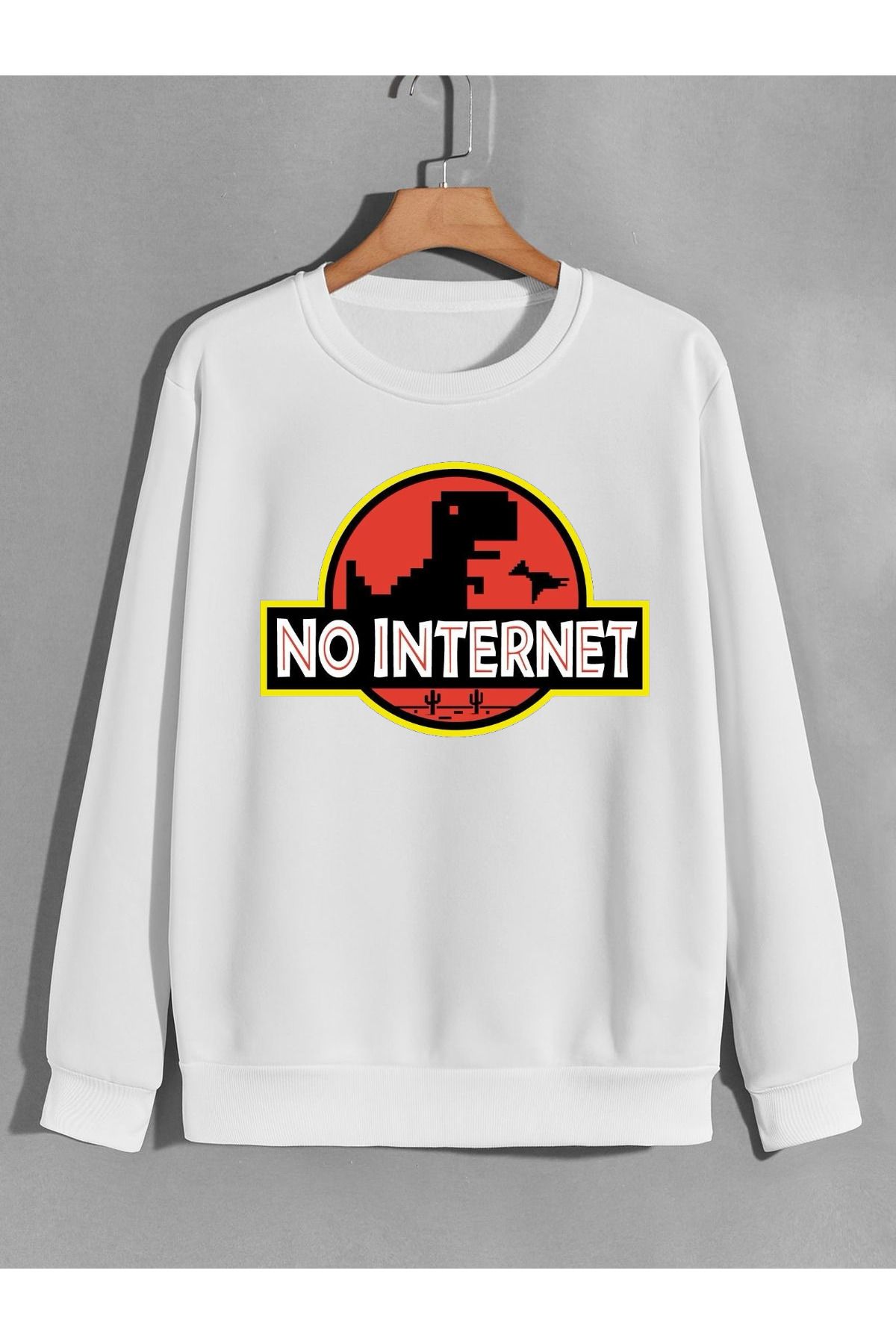 karikatürstore no internet baskılı 0 yaka (bisiklet yaka) sweatshirt