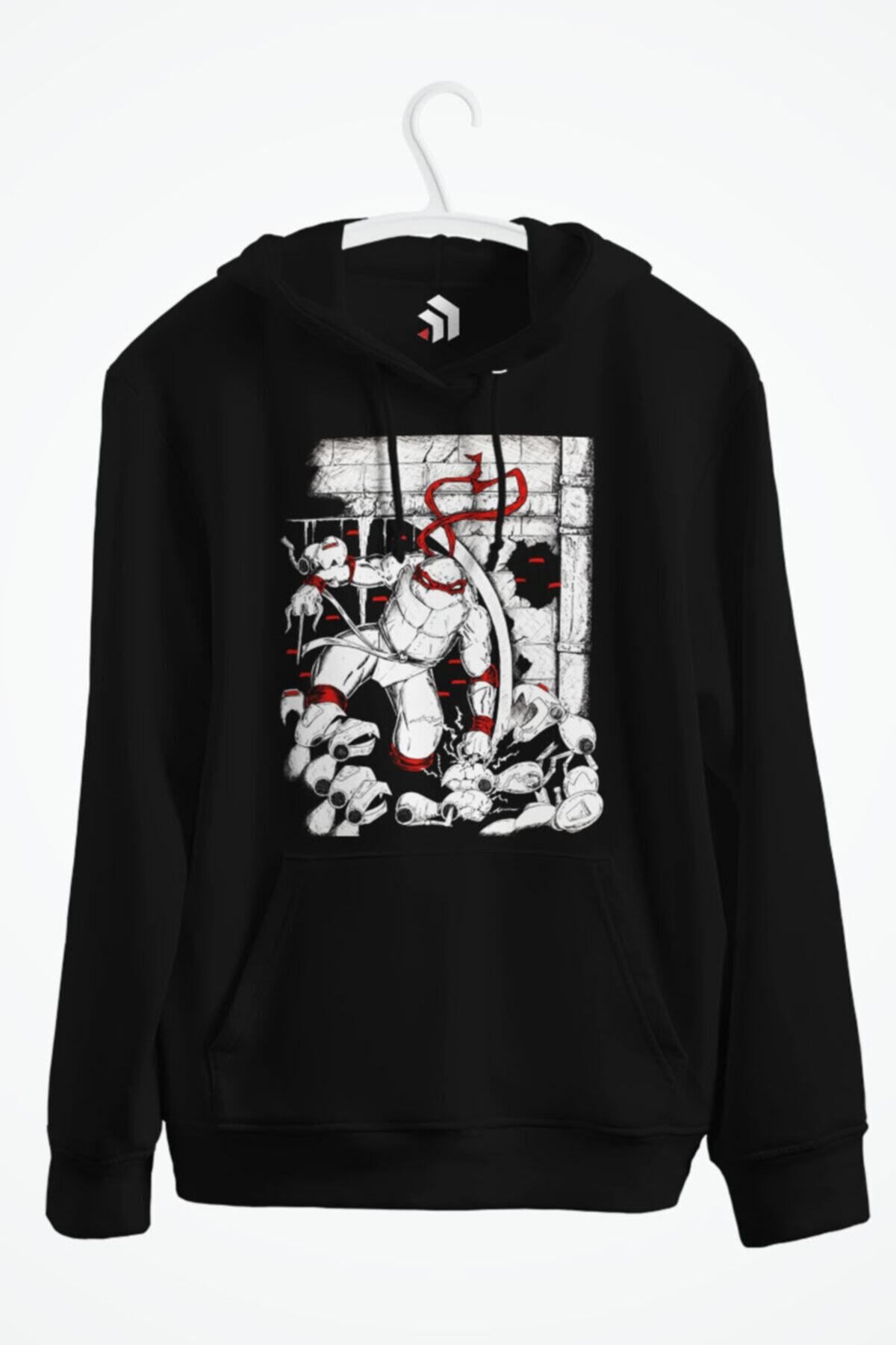 karikatürstore Turtles- Sewer Battle Baskılı Kapşonlu Sweatshirt