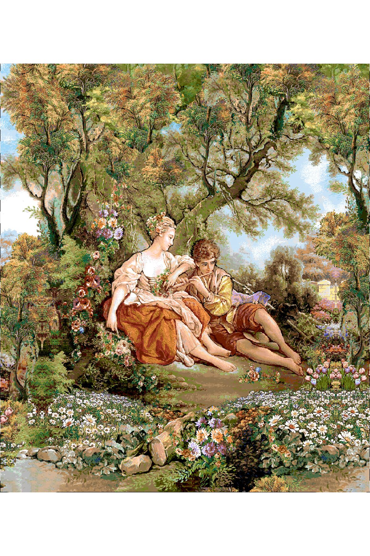 Niva Figüratif Seri-56 Dokuma Goblen Kumaş - Romeo ve Juliet 10