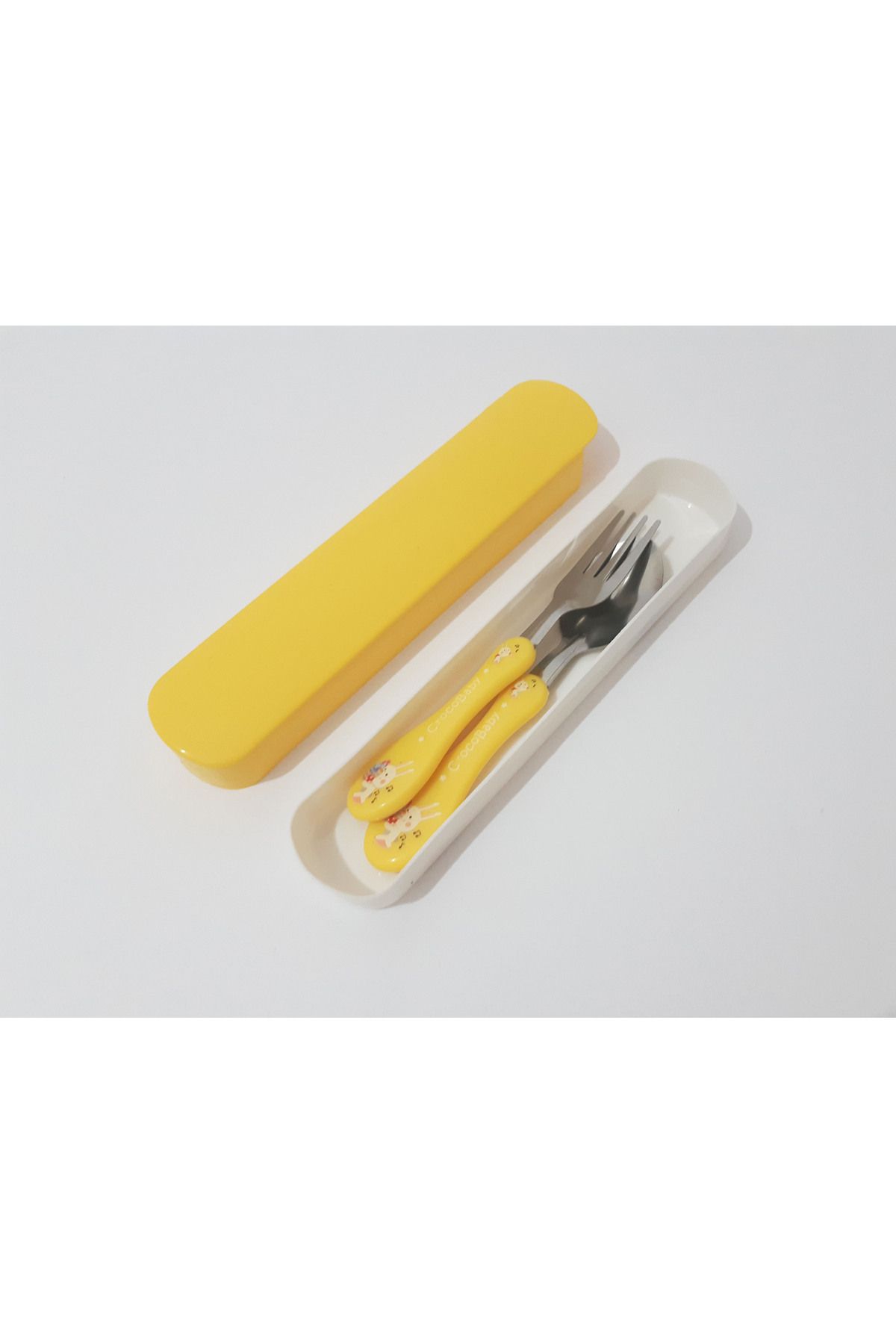 renkli çiçekler-Fork Spoon Cartoon Patterned Fork Spoon Set for Kids 3