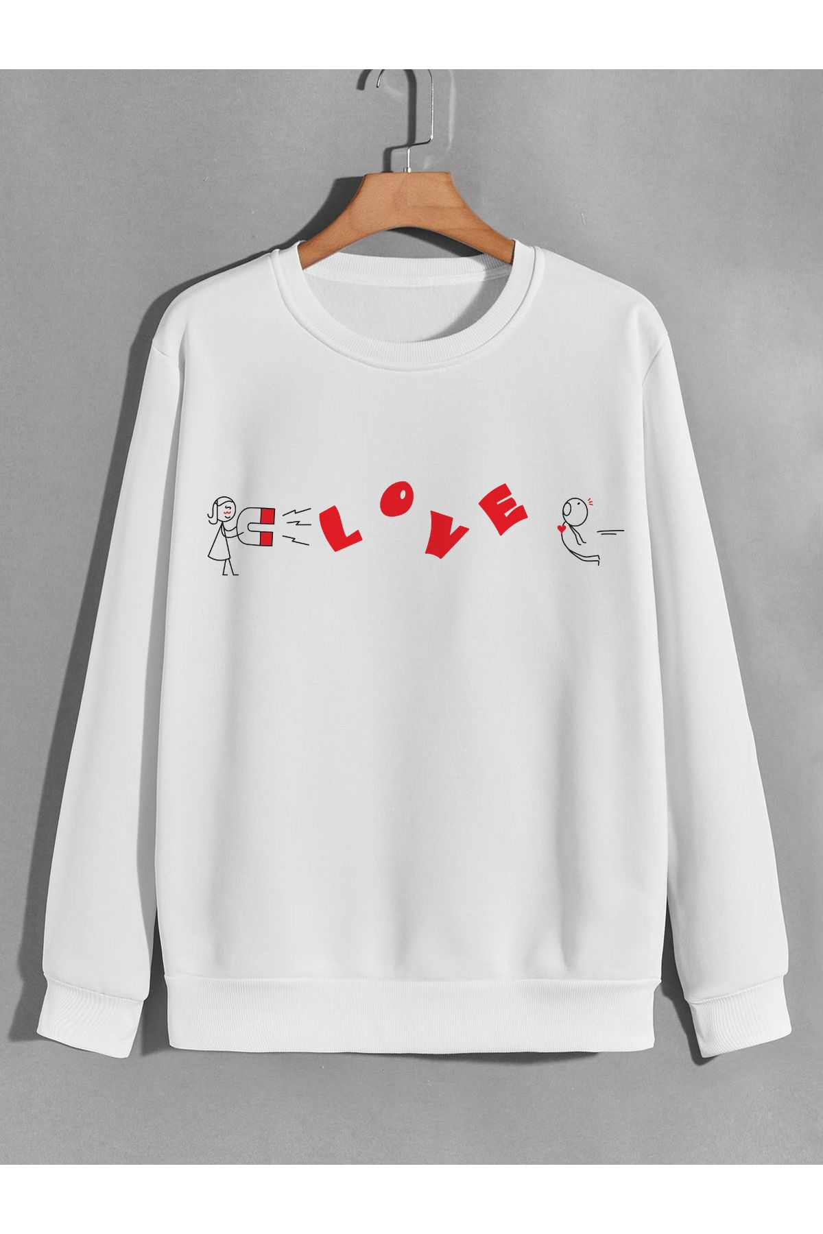 karikatürstore love aşk cin ali baskılı 0 yaka (bisiklet yaka) sweatshirt