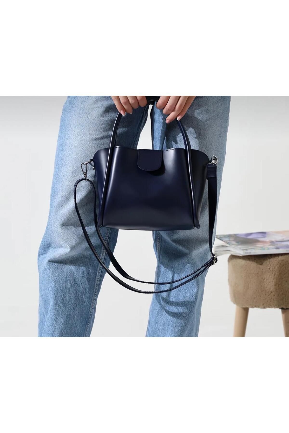 Bag Store Tr Lacivert Balen Makyaj Çantalı El Ve Omuz Çantası