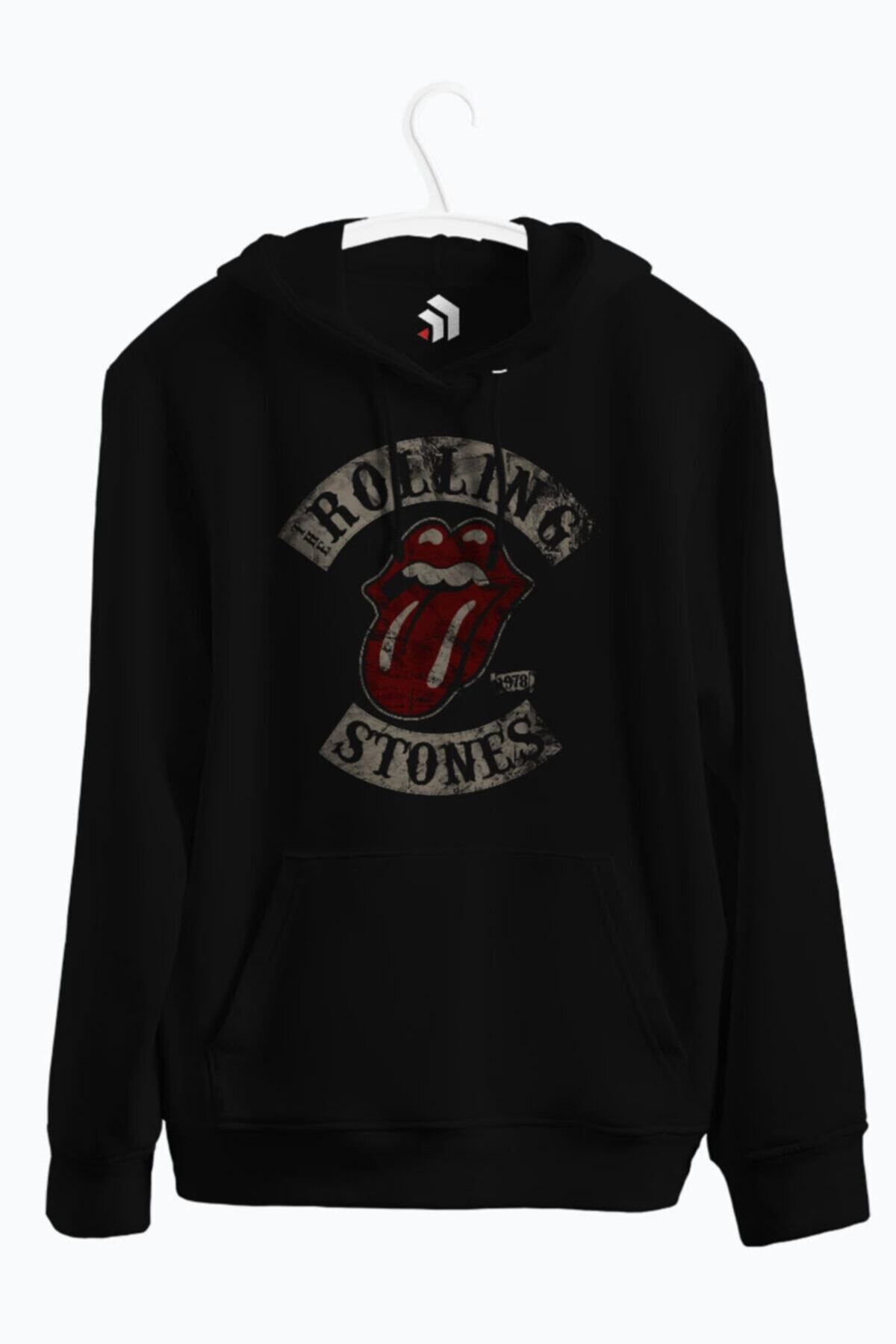 karikatürstore 1978 The Rolling Stones Baskılı Kapşonlu Sweatshirt