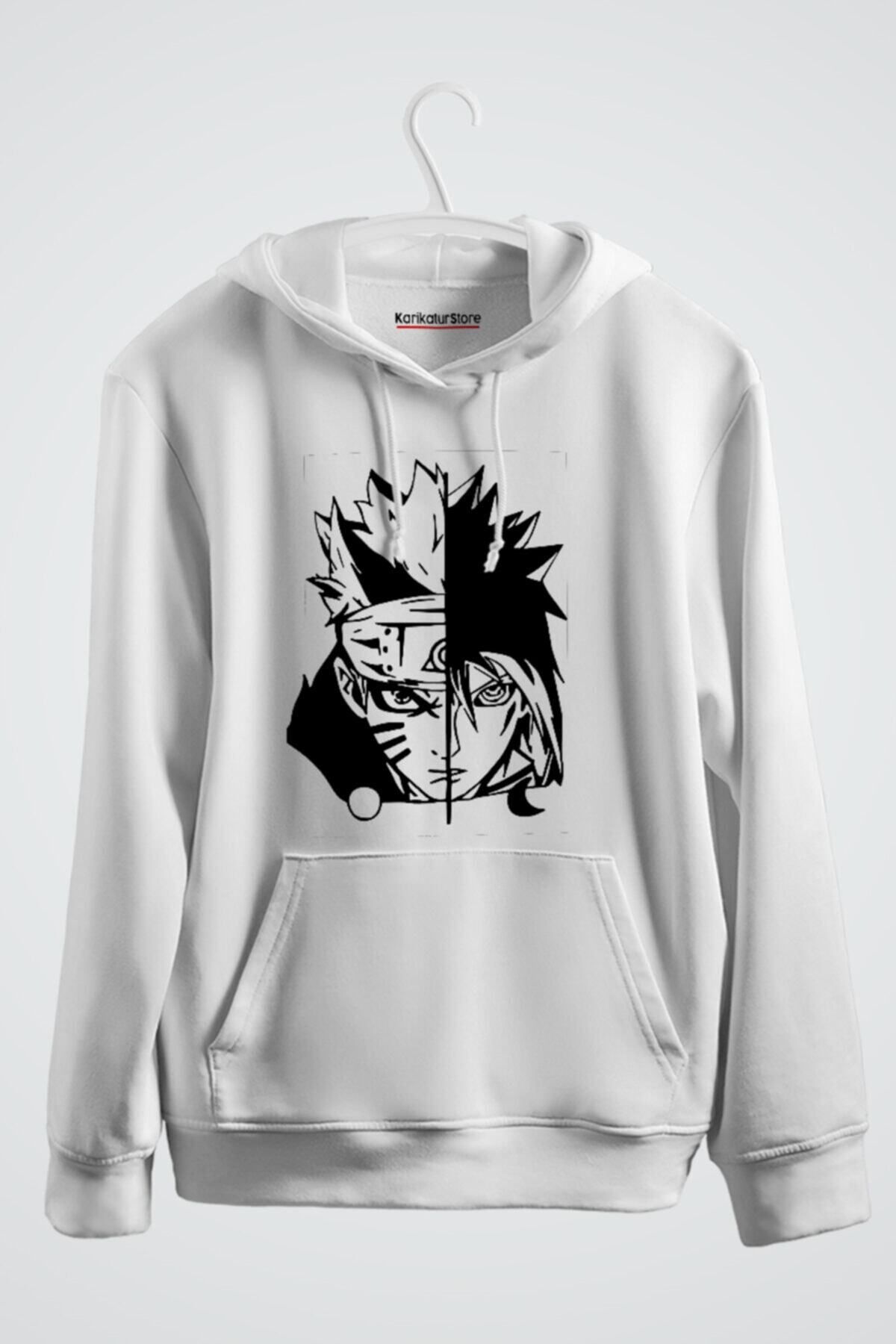karikatürstore Uchiha Uzumaki Naruto Baskılı Anime Kapşonlu Sweat