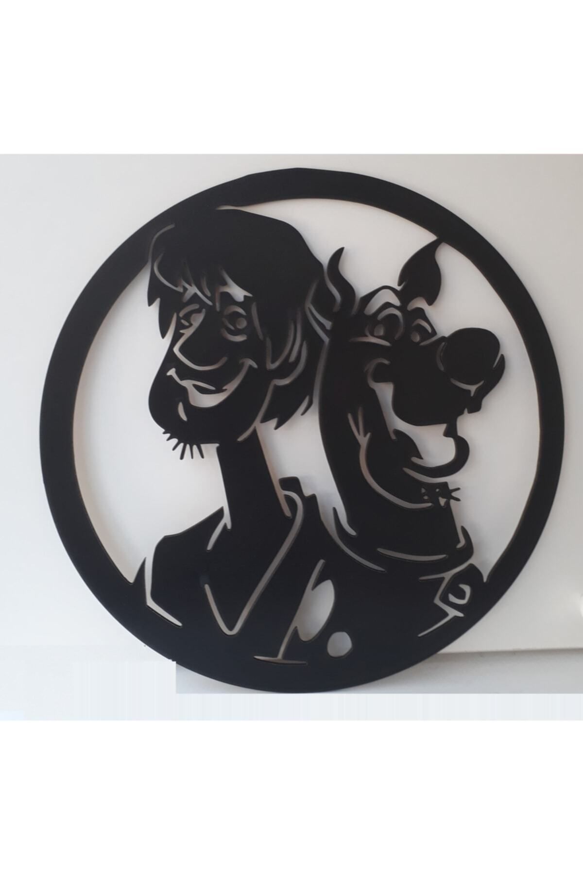 Saatistan Sevimli Scooby Doo Ahşap Lazer Kesim Duvar Dekoru 35x35 Cm Siyah