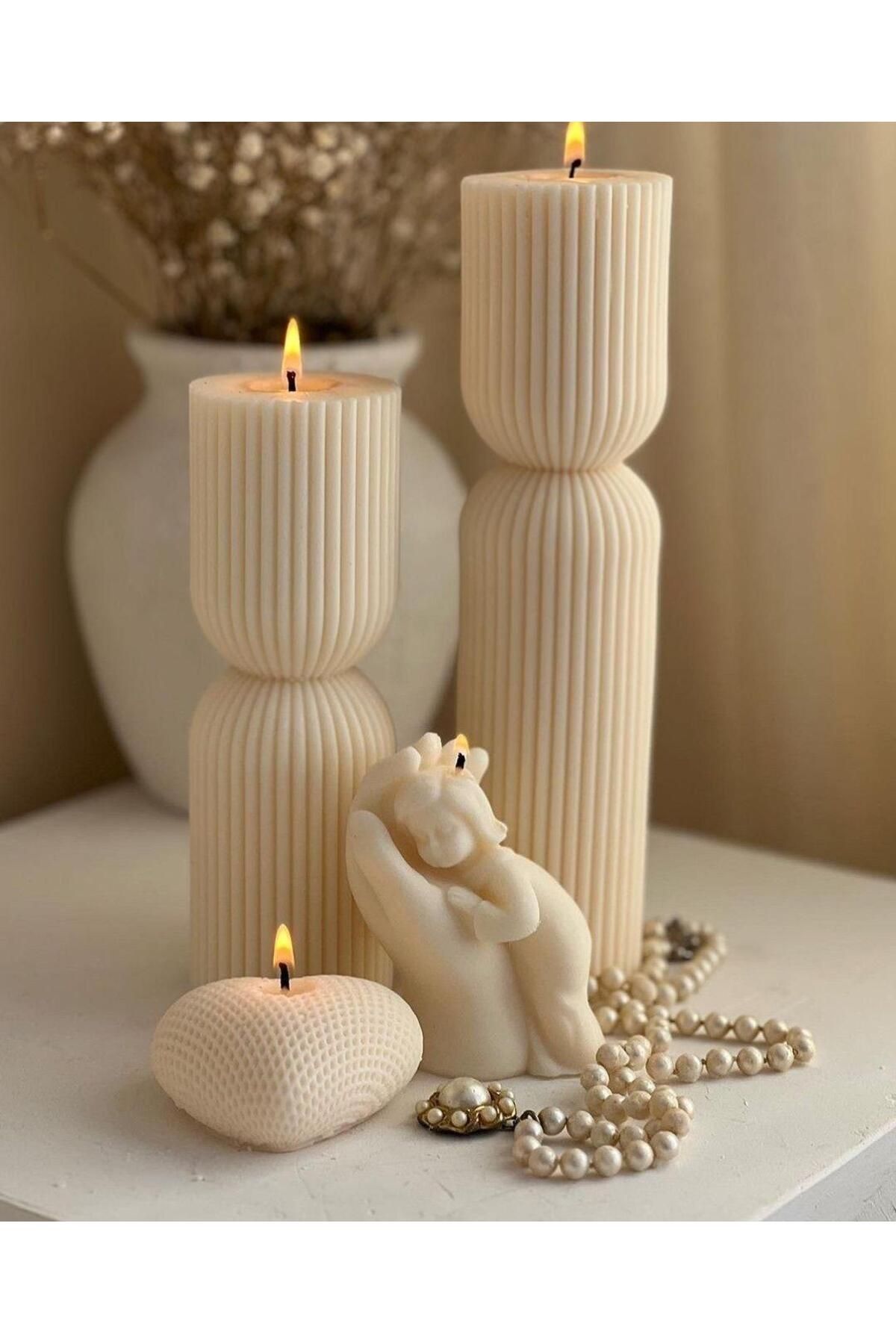 SCA CANDLE Dekoratif Mum Çokgen model 15 Cm Kırık Beyaz