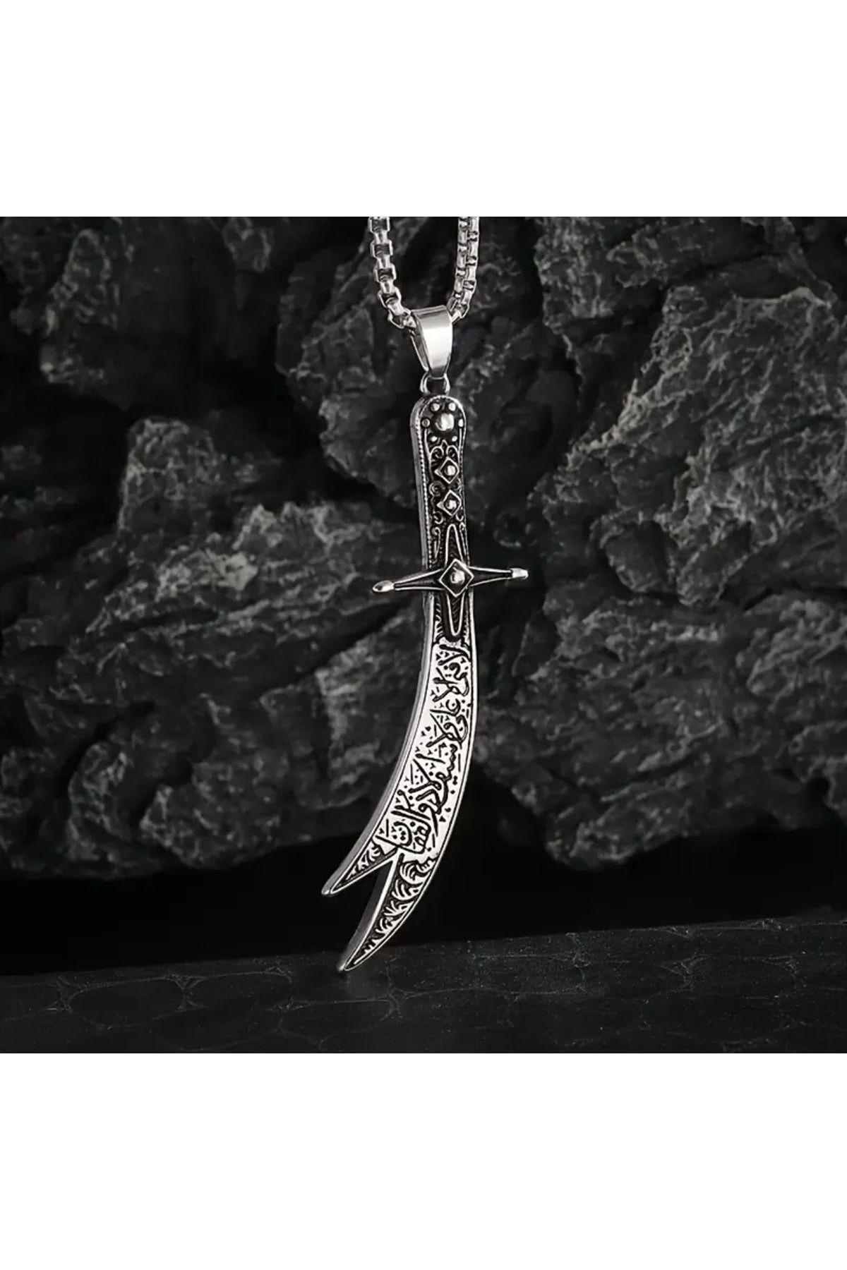 ACAR TAKI ERKEK ÇELİK KILIÇ KOLYE 60CM-GÜMÜŞ ACR5412