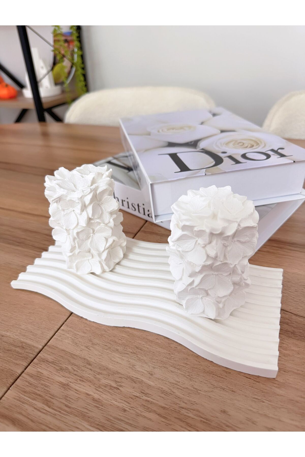 Deslina Dekoratif 3D Çiçek Desenli 3lü Takım Dekorasyon Obje/ Ev & Ofis