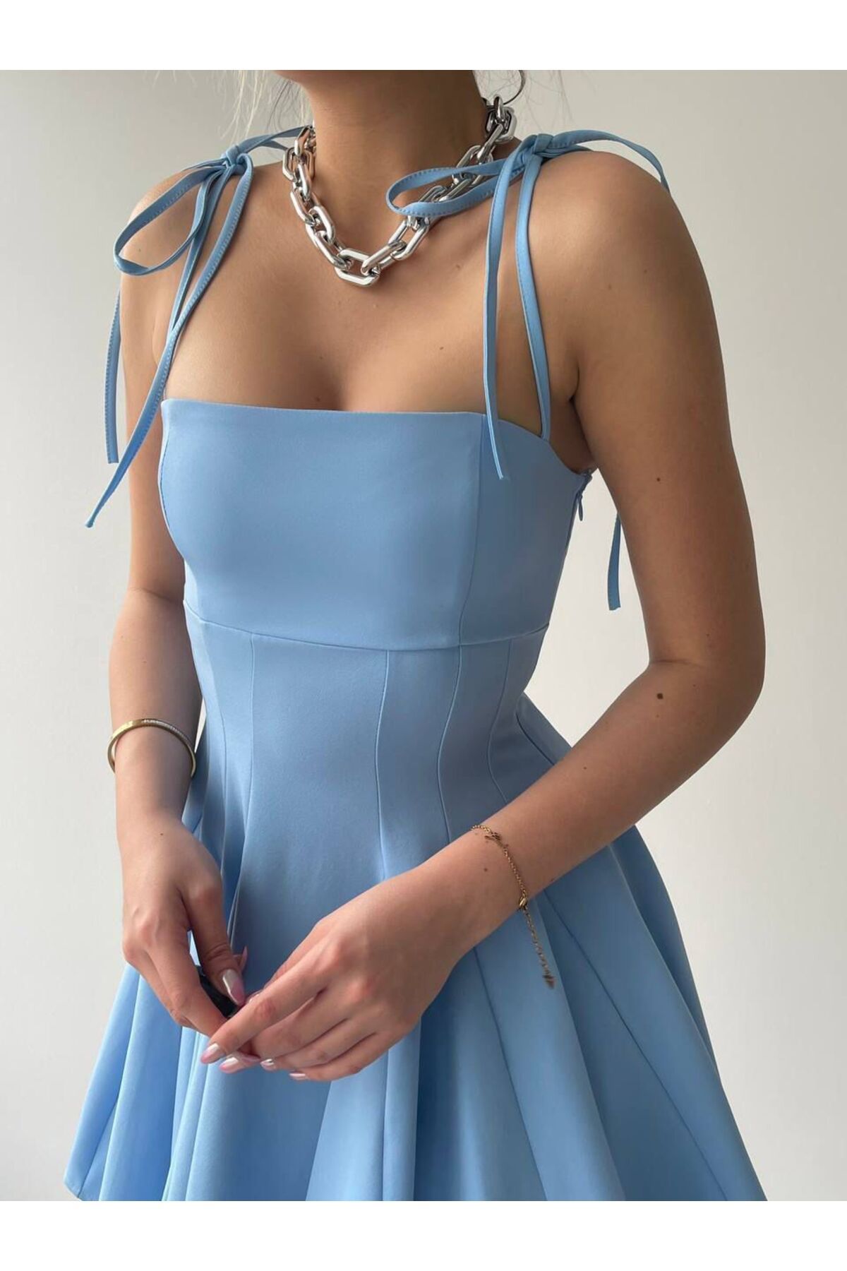 ETİKAFASHION Clara Askılı Mini Elbise-00055