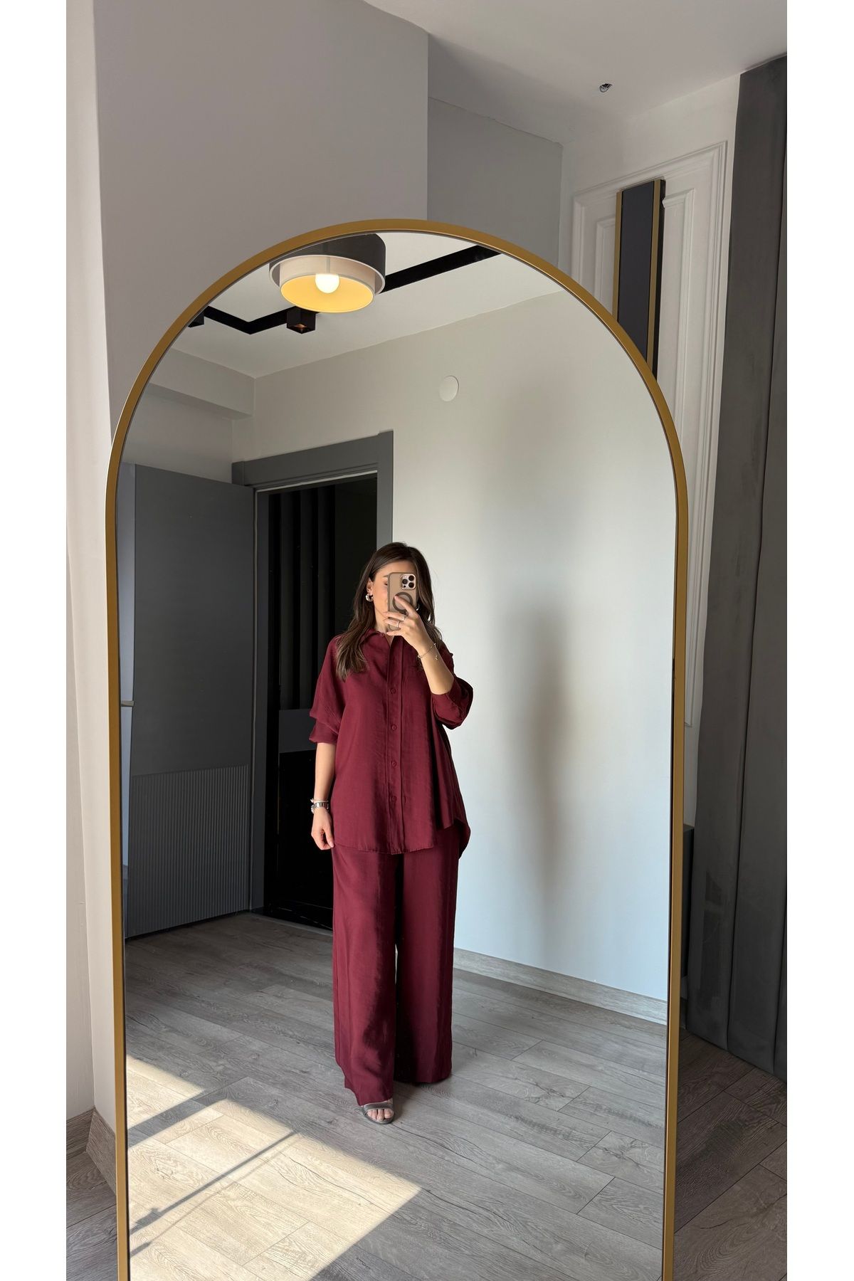 MEFA GİYİM KETEN BORDO TAKIM