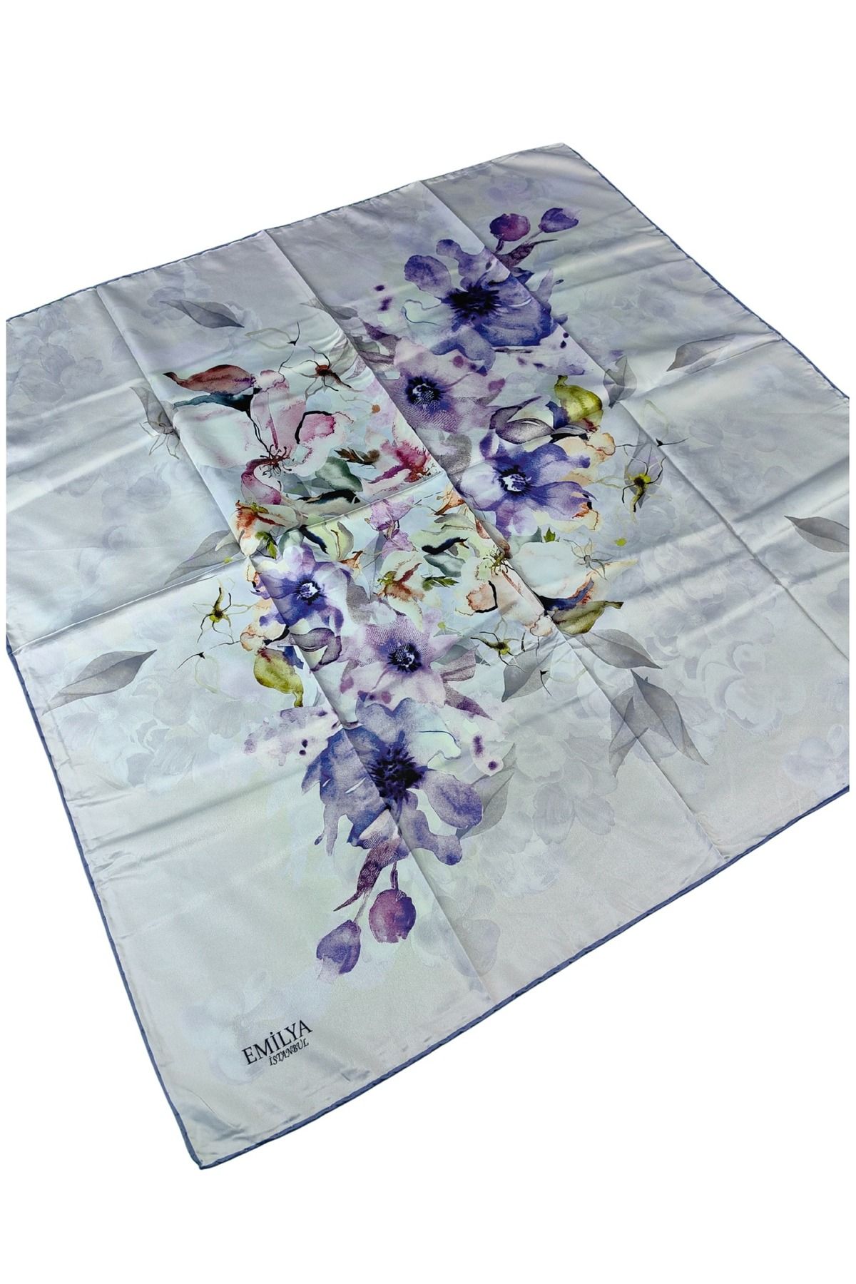 mim eşarp Emilya Rayon Çiçek Desenli Eşarp 90x90 Cm